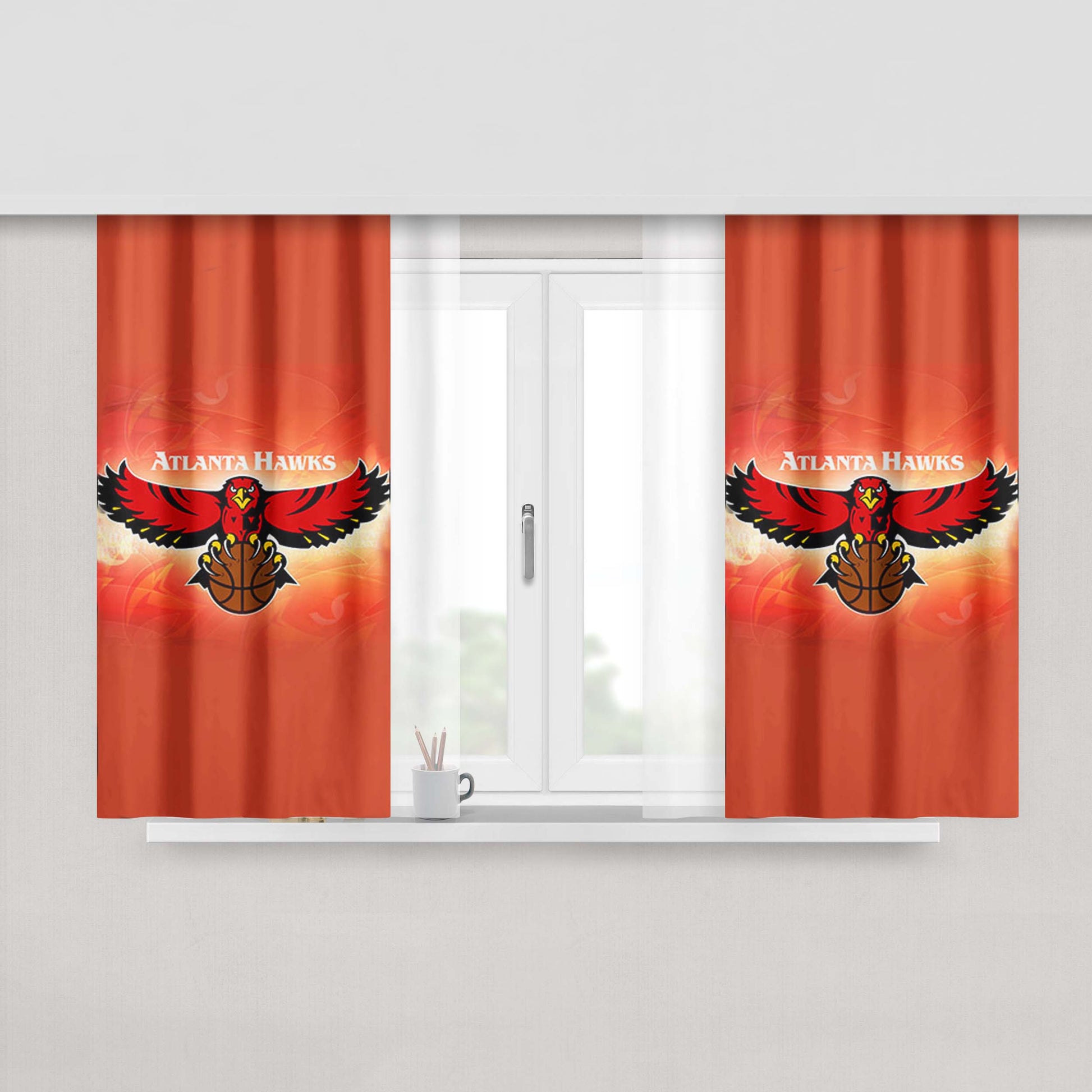 Atlanta Hawks Pettern Peach Skin Window Curtains