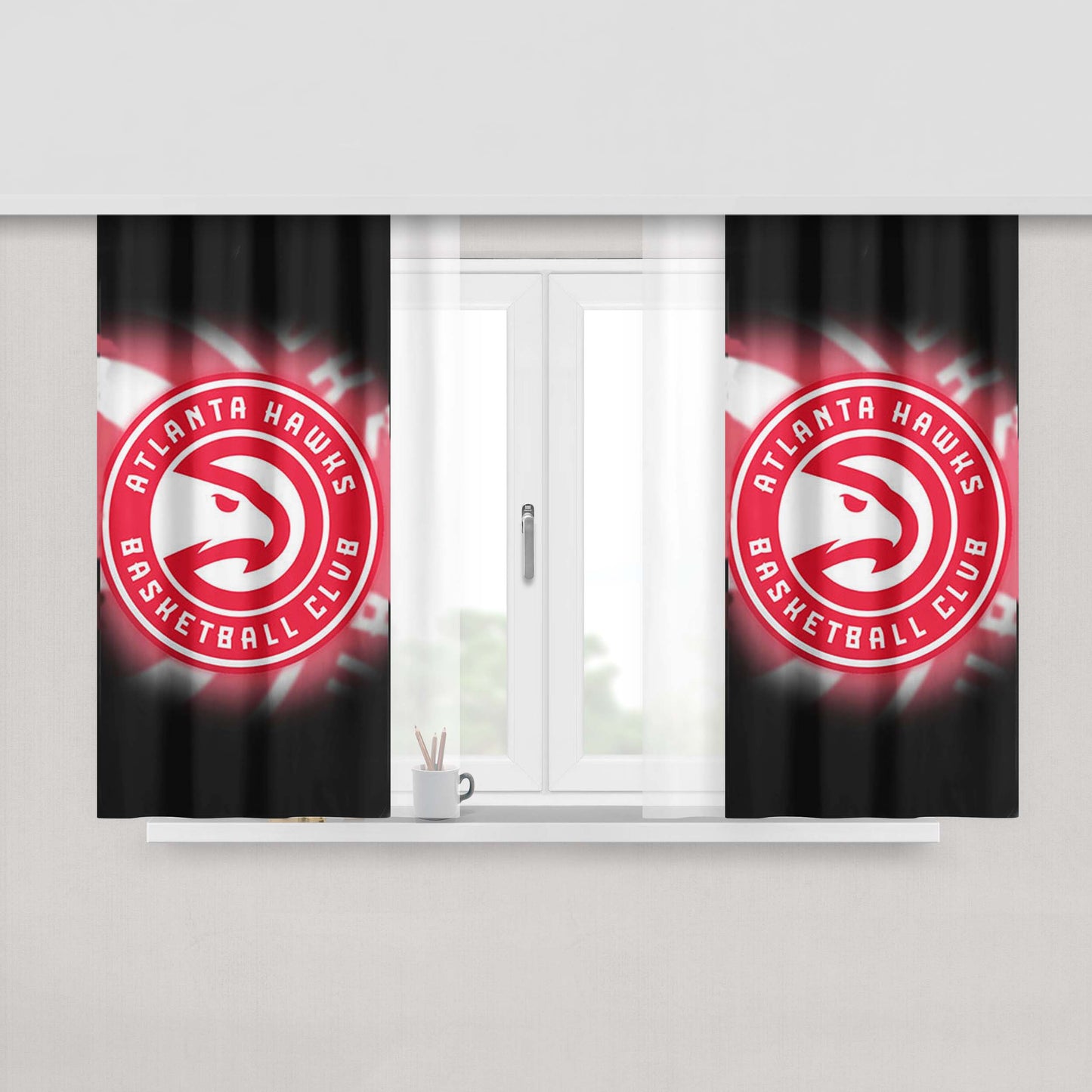 Atlanta Hawks Priary Logo Peach Skin Window Curtains