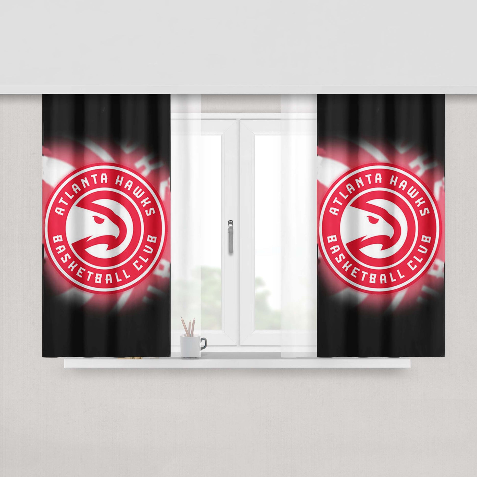 Atlanta Hawks Priary Logo Peach Skin Window Curtains