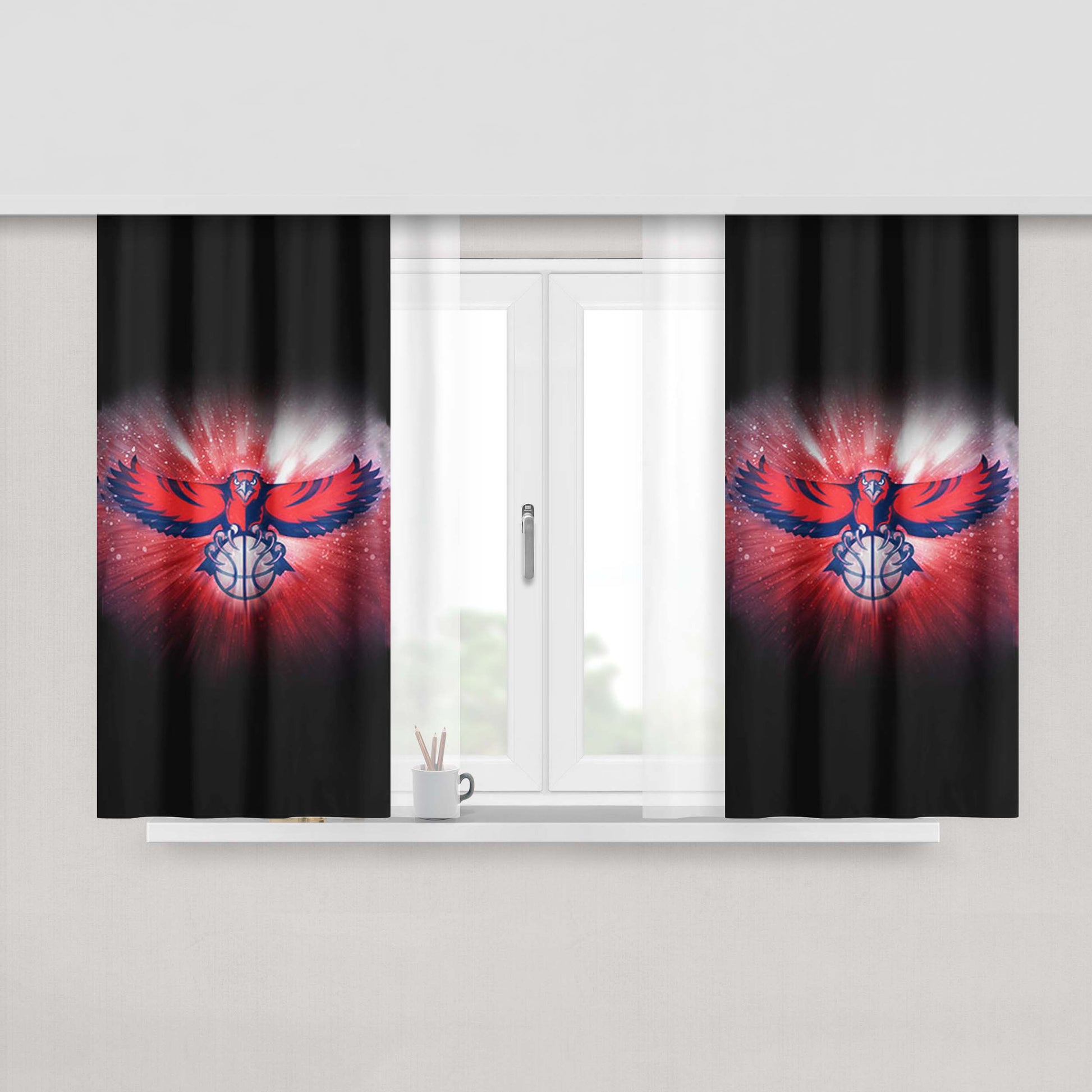 Atlanta Hawks Red Cool Peach Skin Window Curtains