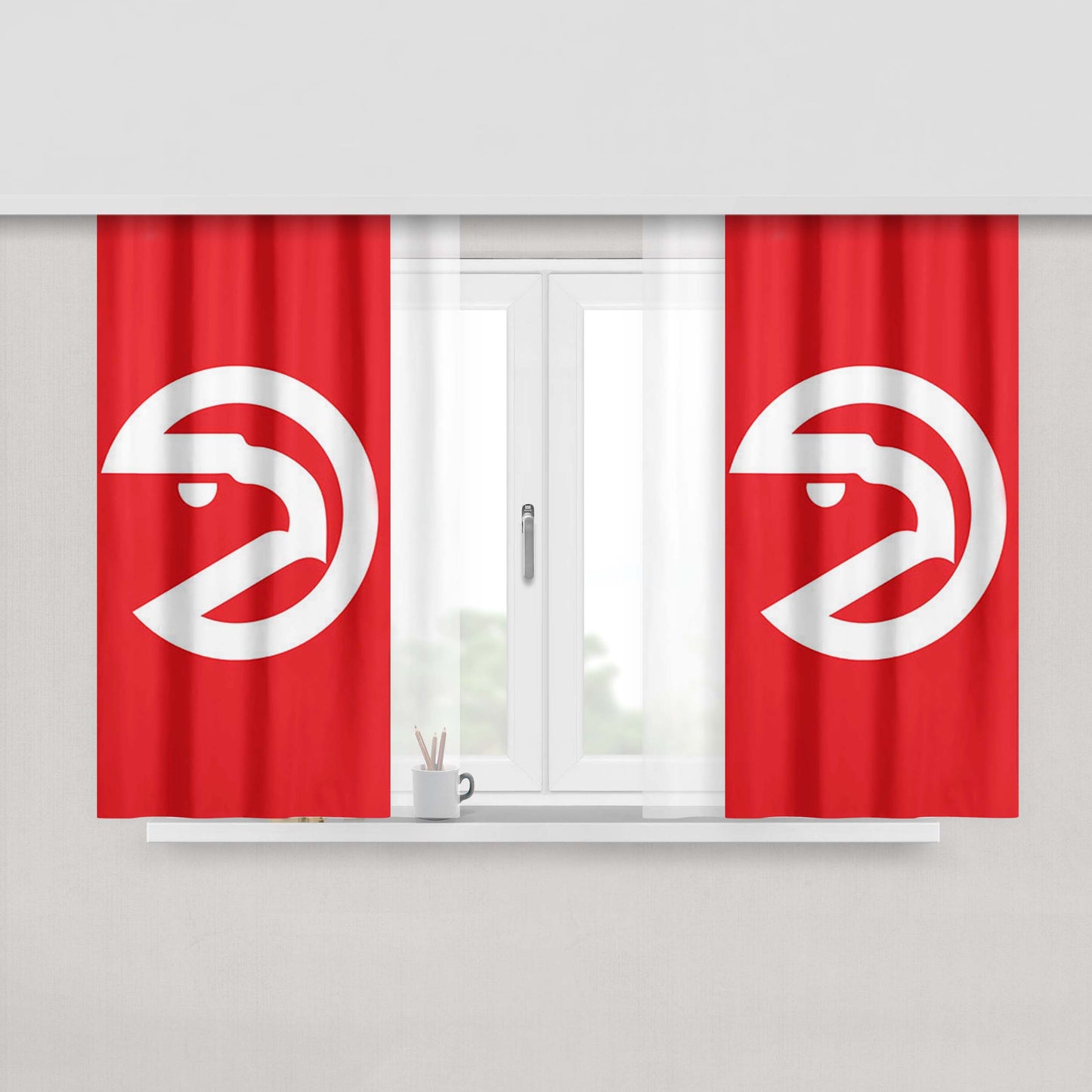 Atlanta Hawks Red Peach Skin Window Curtains