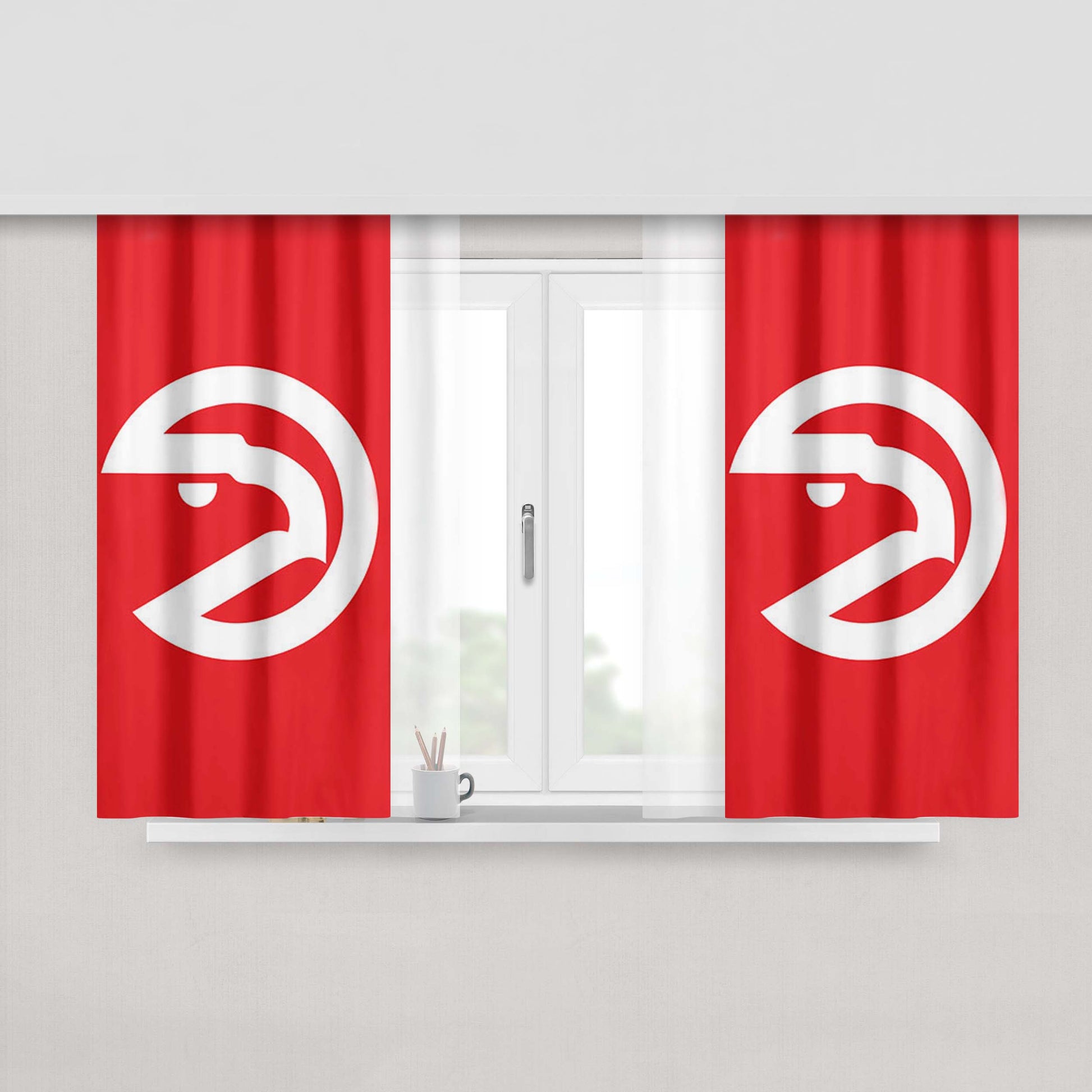 Atlanta Hawks Red Peach Skin Window Curtains