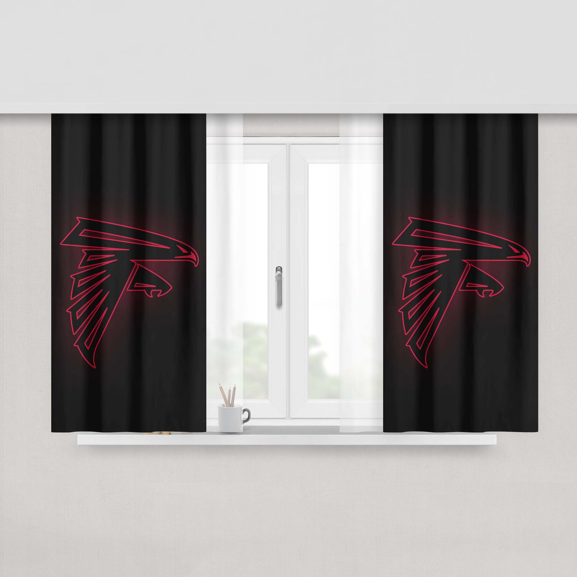 Atlanta Super Bowl Wallpaper Li Black And Red Peach Skin Window Curtains