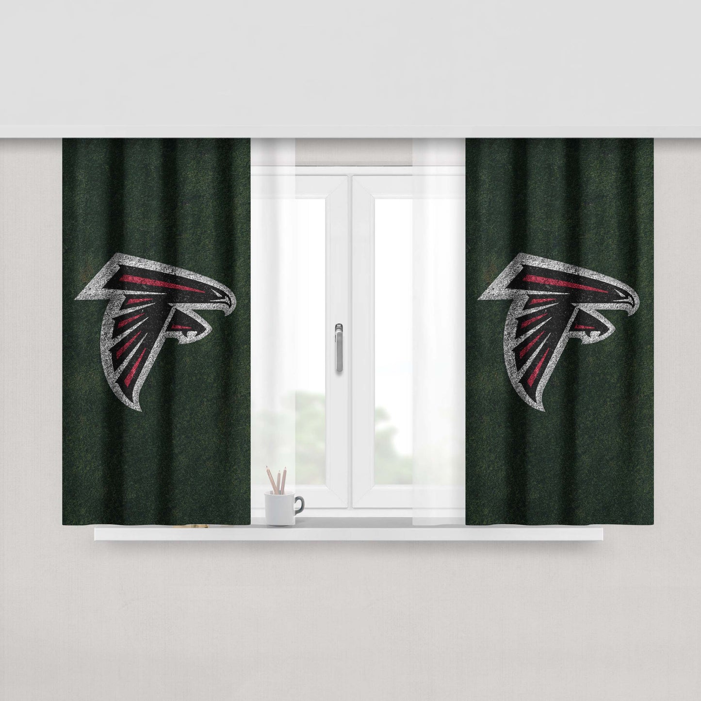 Atlanta Super Bowl Wallpaper Li Logo Grass Peach Skin Window Curtains
