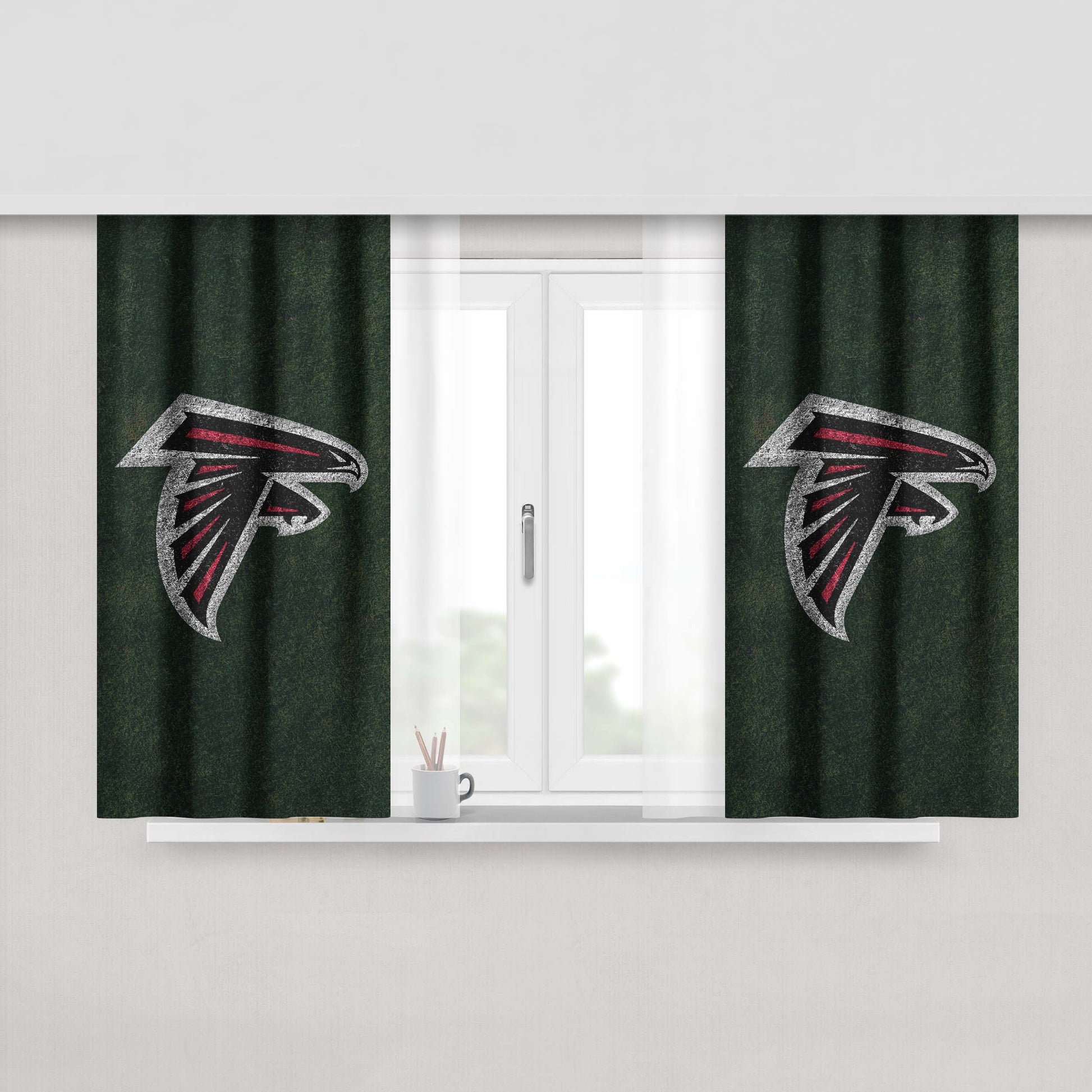 Atlanta Super Bowl Wallpaper Li Logo Grass Peach Skin Window Curtains