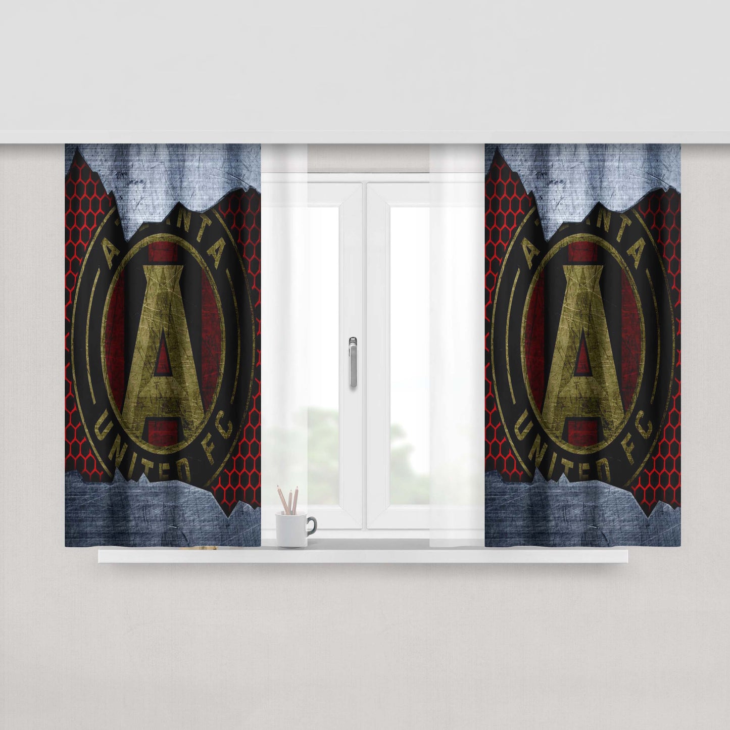 Atlanta United Fc Soccer Logo Peach Skin Window Curtains