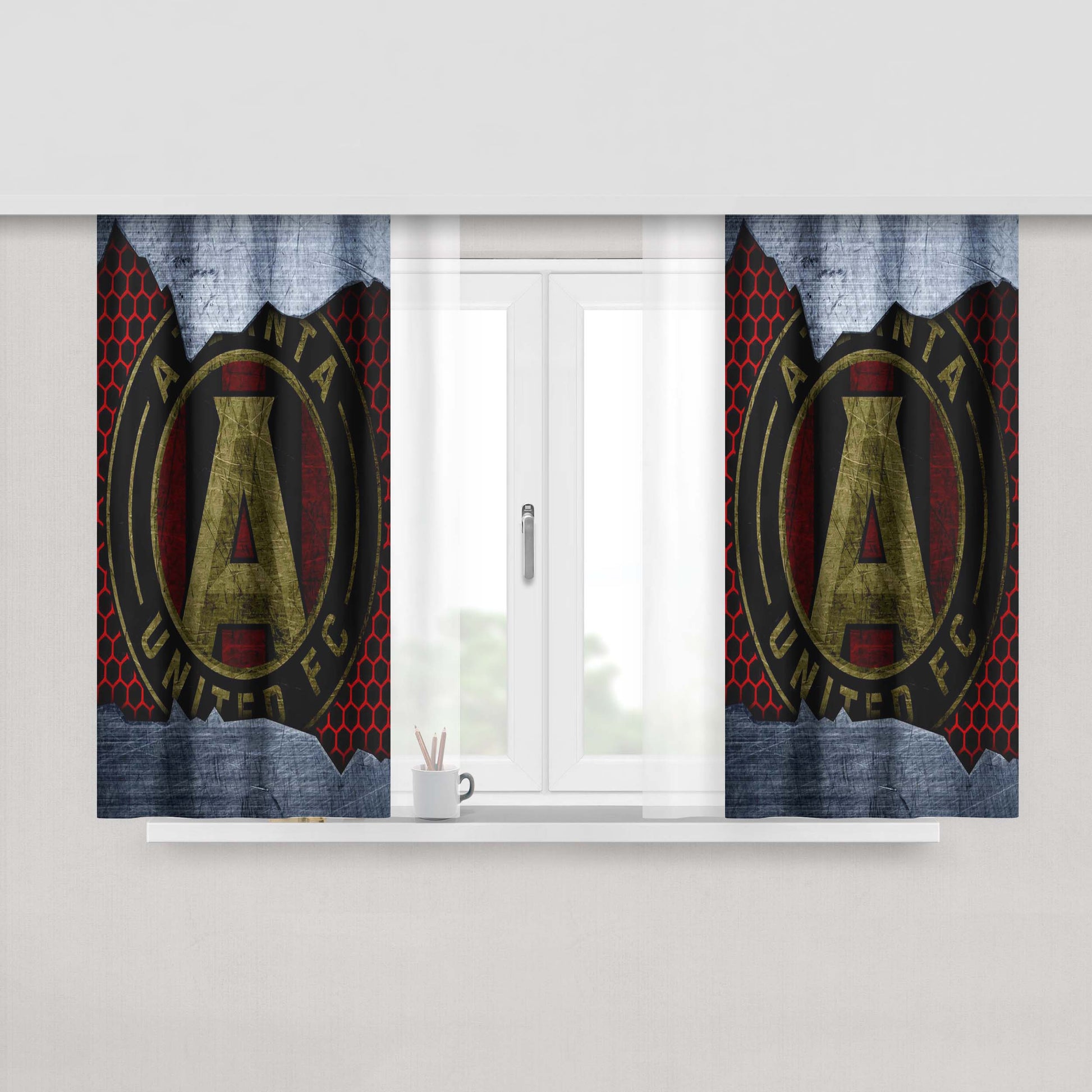 Atlanta United Fc Soccer Logo Peach Skin Window Curtains