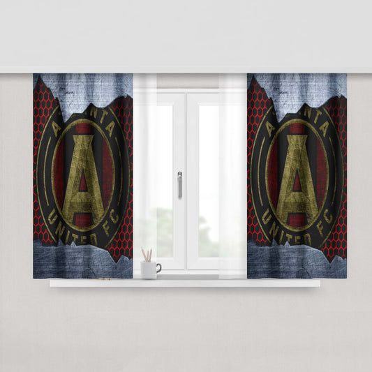 Atlanta United Fc Soccer Logo Peach Skin Window Curtains