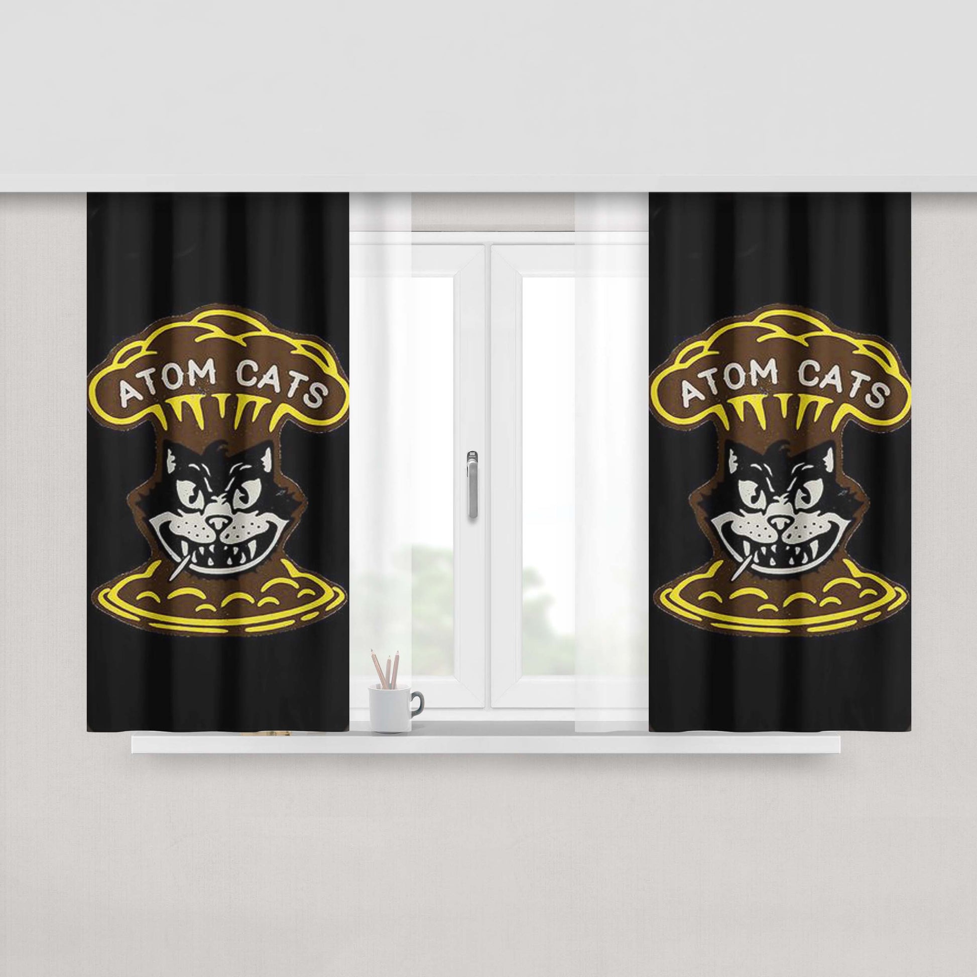 Atom Cats Peach Skin Window Curtains