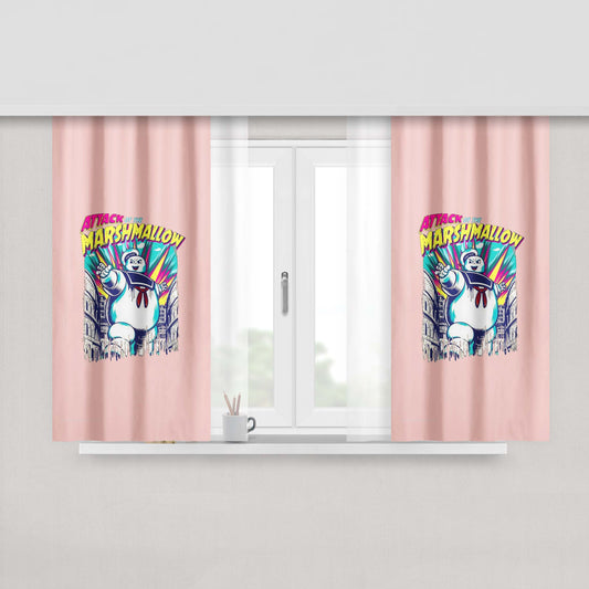 Attack Of The Marshmallow Ghostbusters Peach Skin Window Curtains