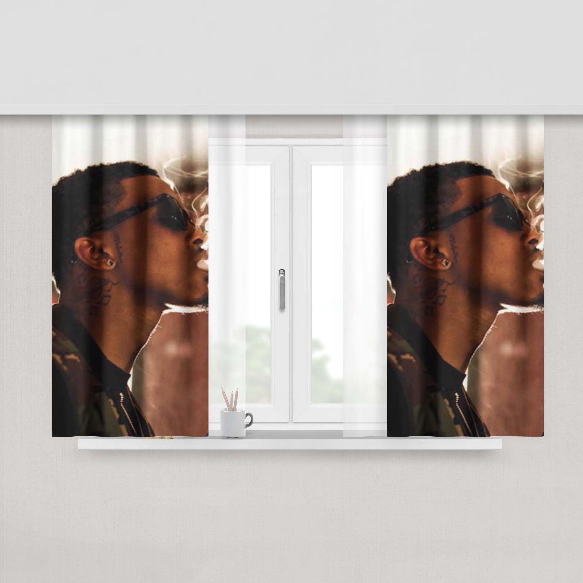 August Alsina Smoke Peach Skin Window Curtains