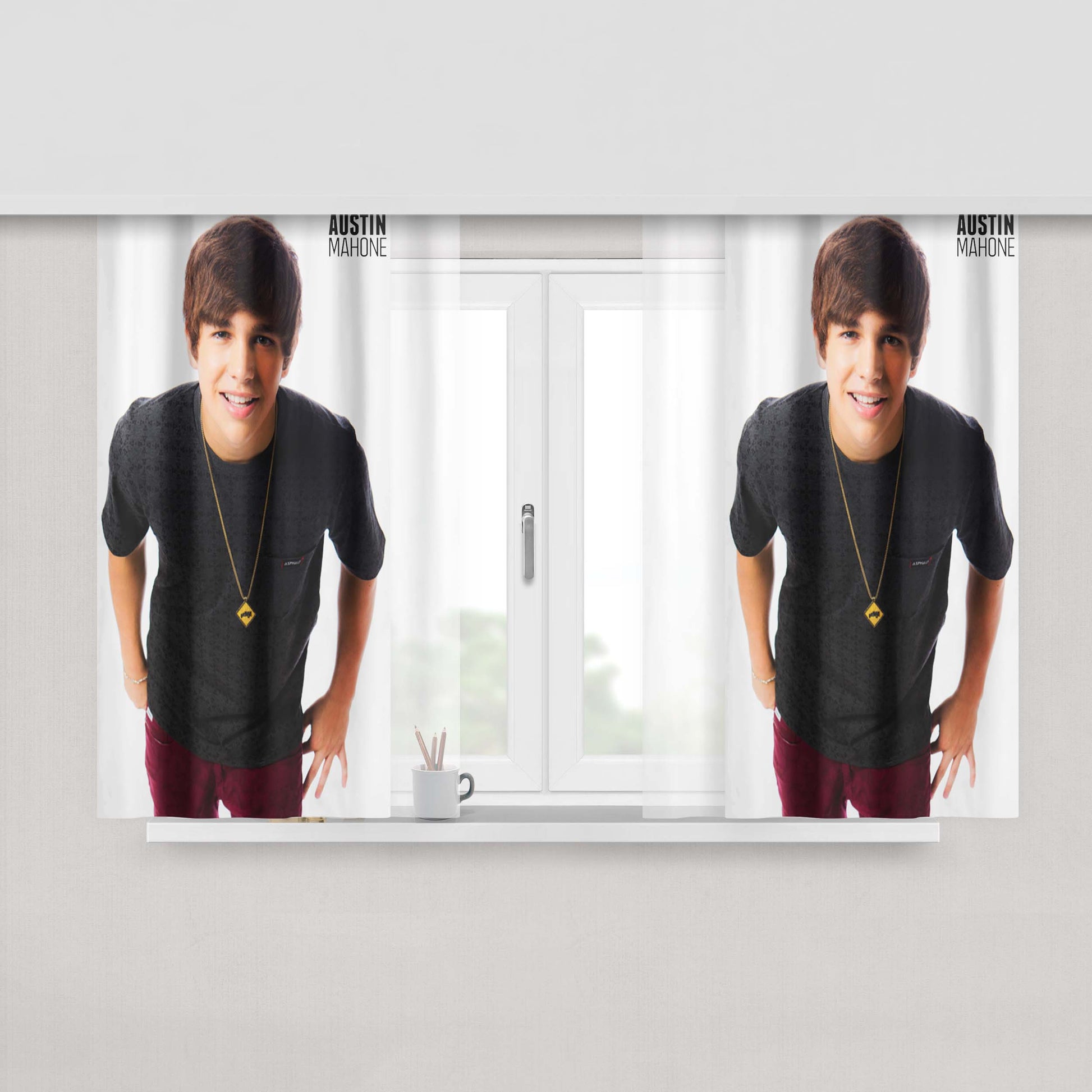 Austin Mahone Black Peach Skin Window Curtains