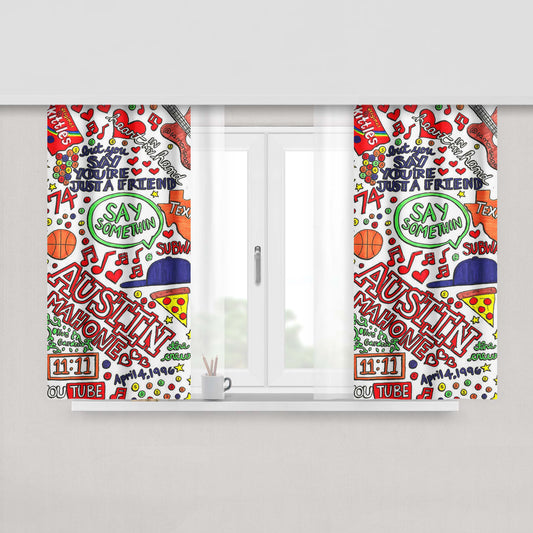 Austin Mahone Collage Art Peach Skin Window Curtains