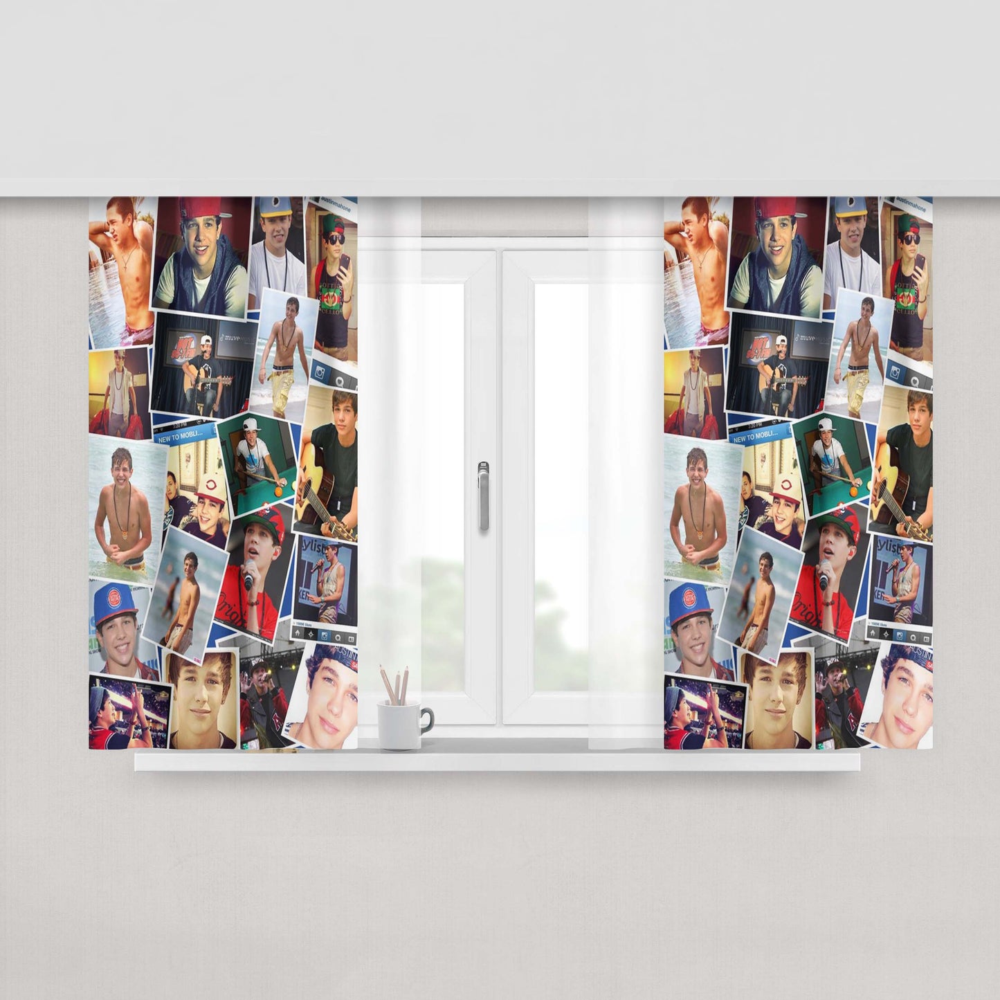 Austin Mahone Collage Peach Skin Window Curtains
