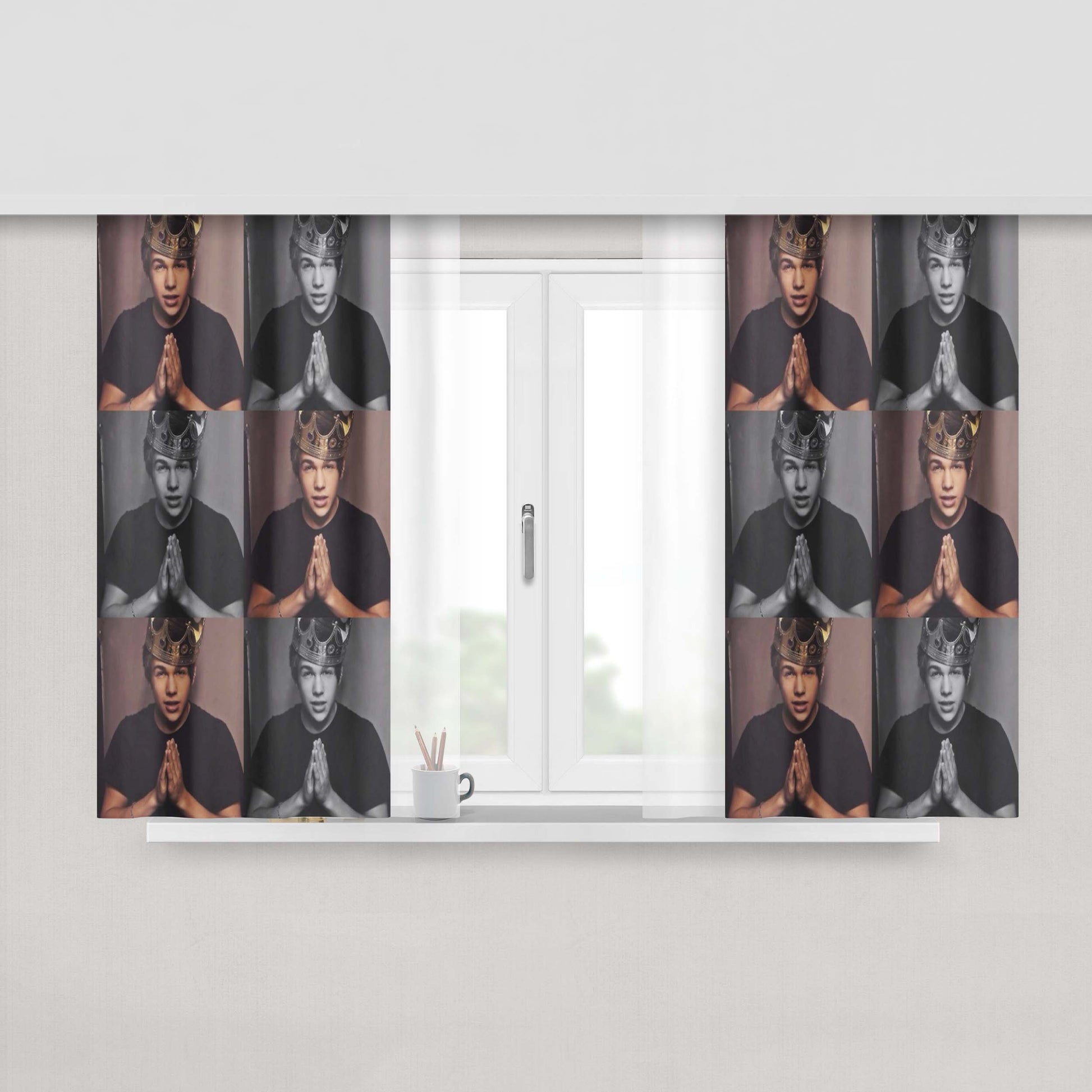 Austin Mahone Crown Peach Skin Window Curtains