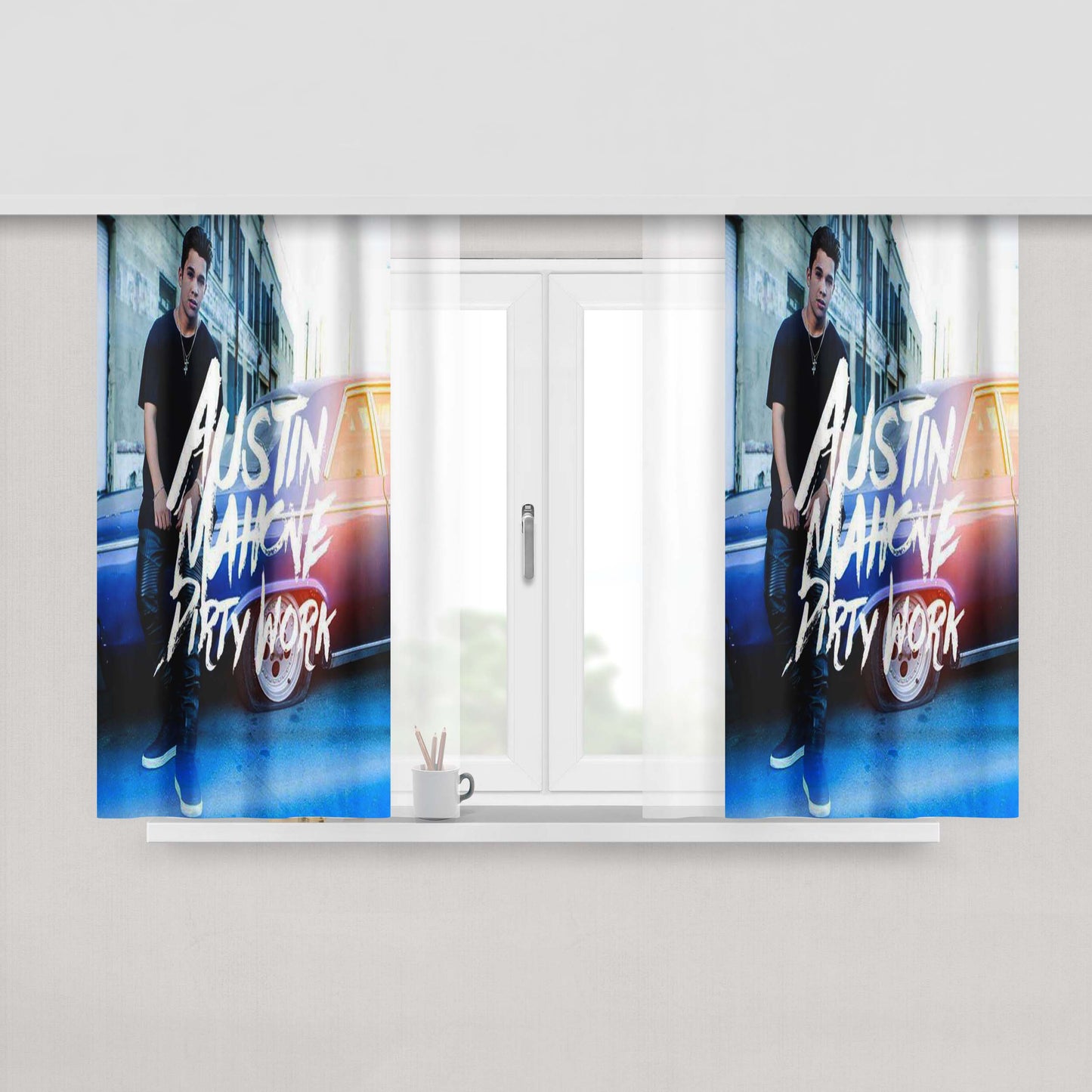 Austin Mahone Dirty Work Peach Skin Window Curtains
