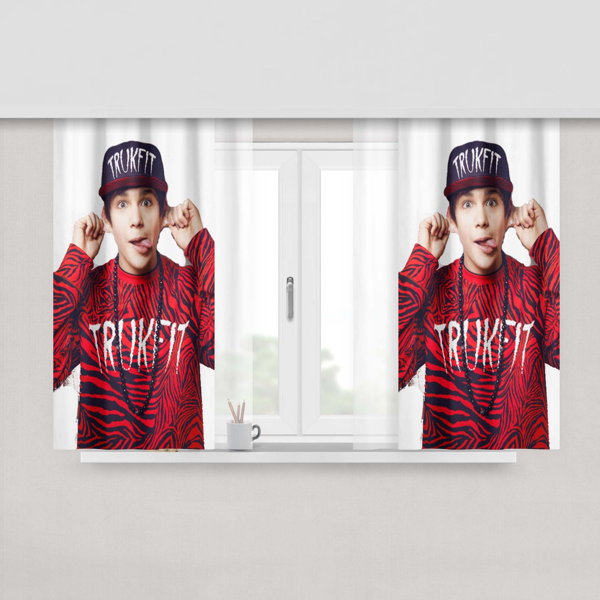 Austin Mahone Laught Peach Skin Window Curtains
