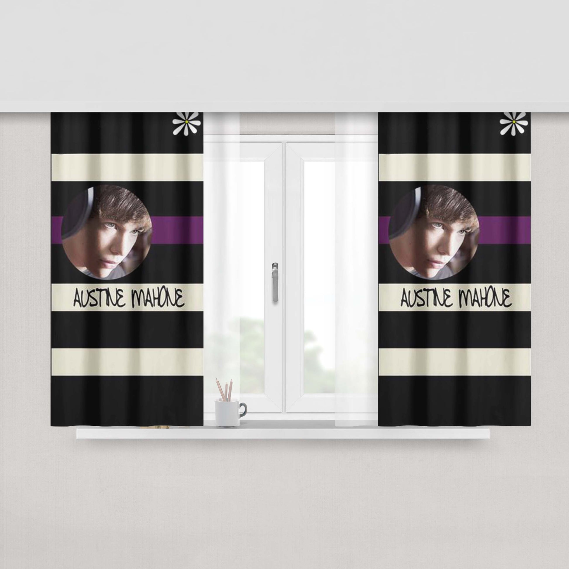 Austin Mahone Photo Logo Peach Skin Window Curtains