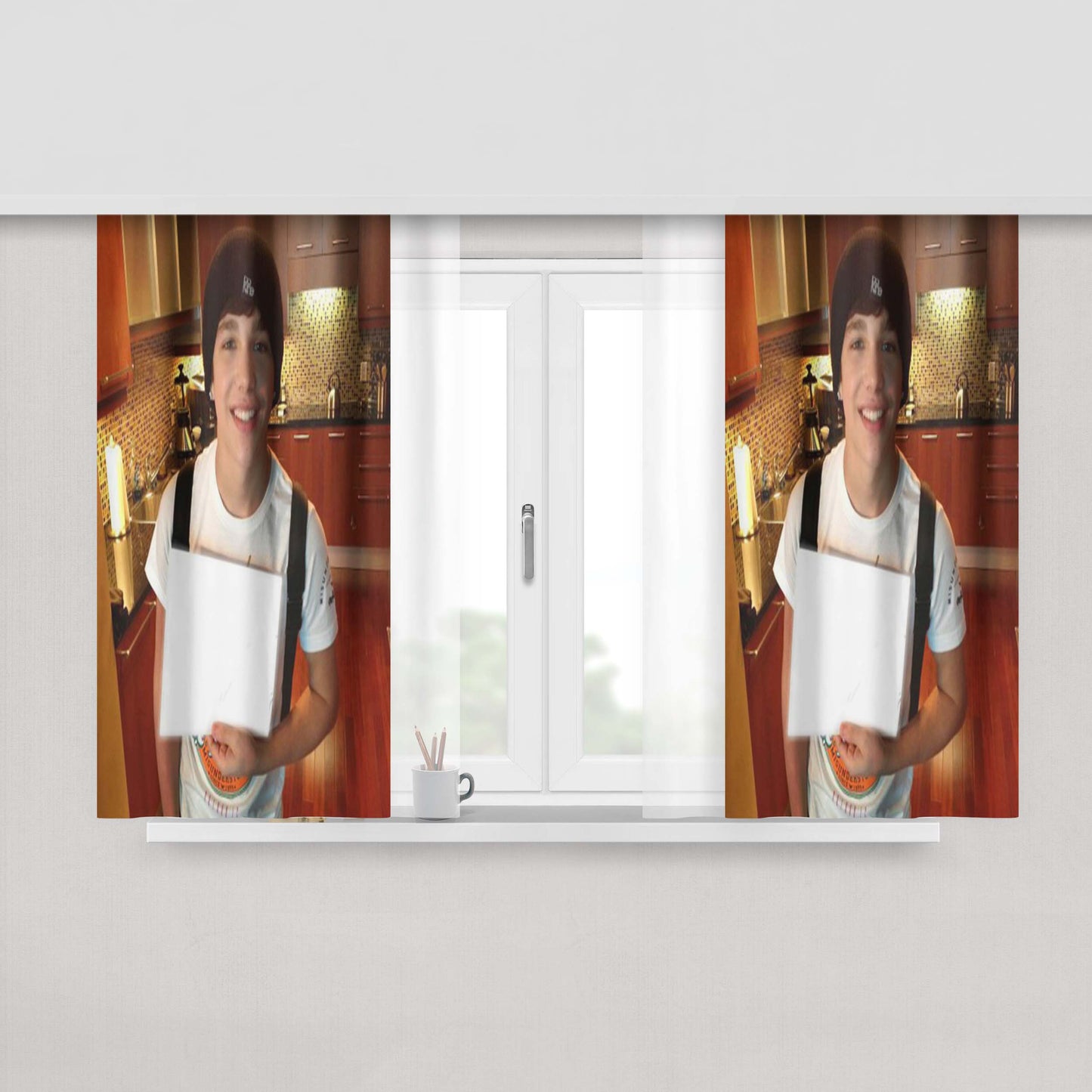 Austin Mahone Twitter Chat Peach Skin Window Curtains