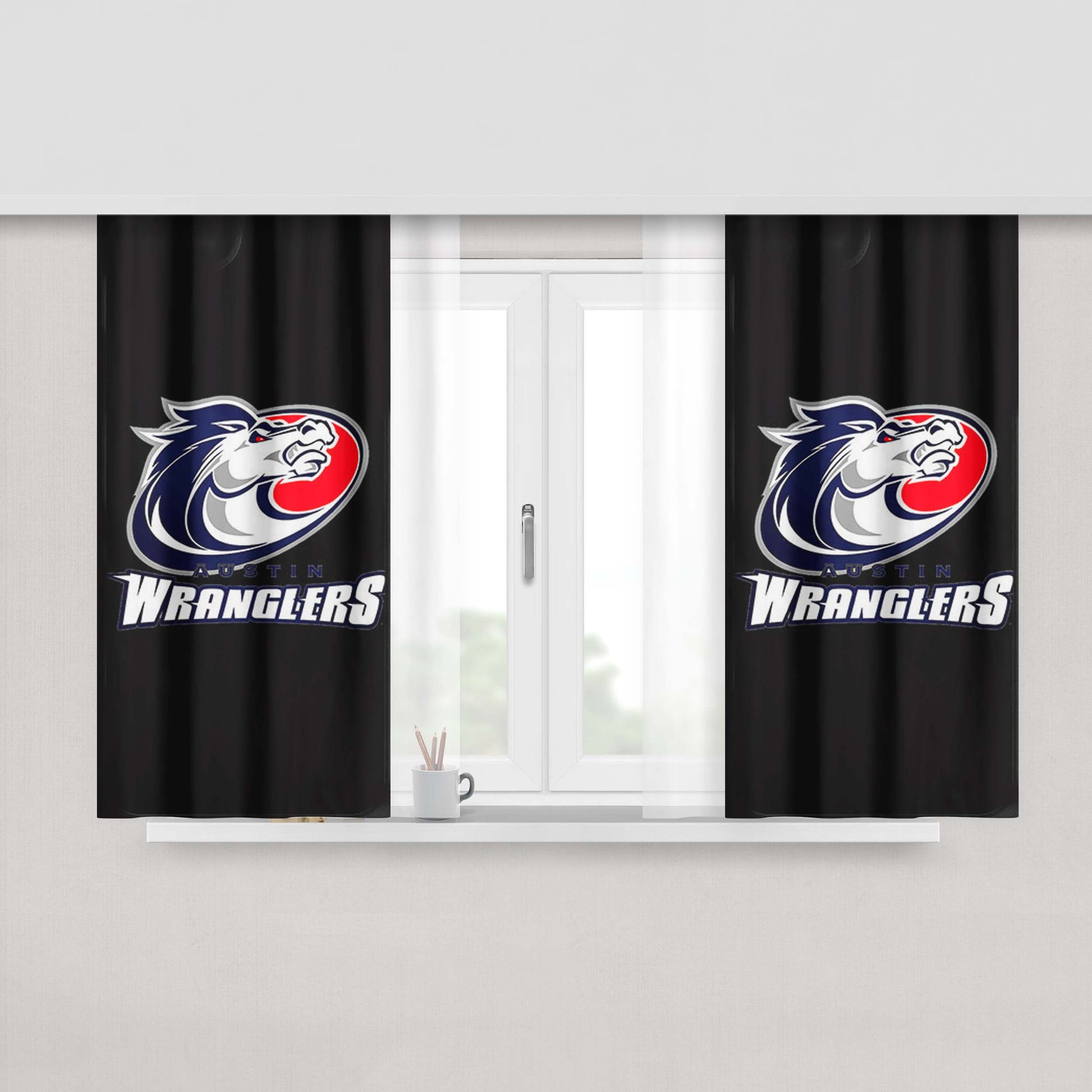 Austin Wranglers Peach Skin Window Curtains