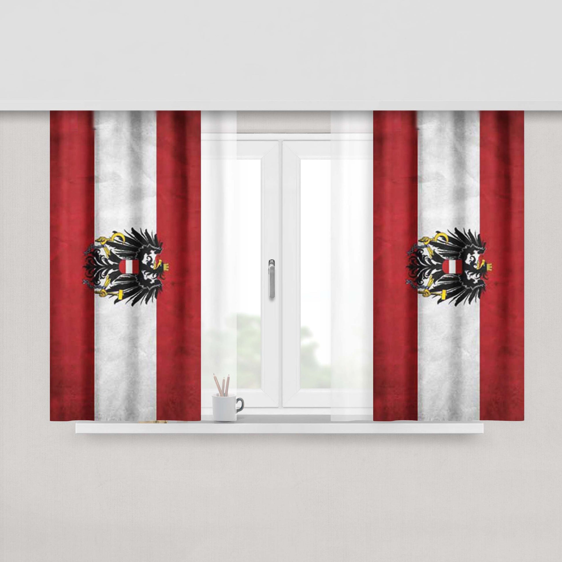 Austria Flag Texture Peach Skin Window Curtains