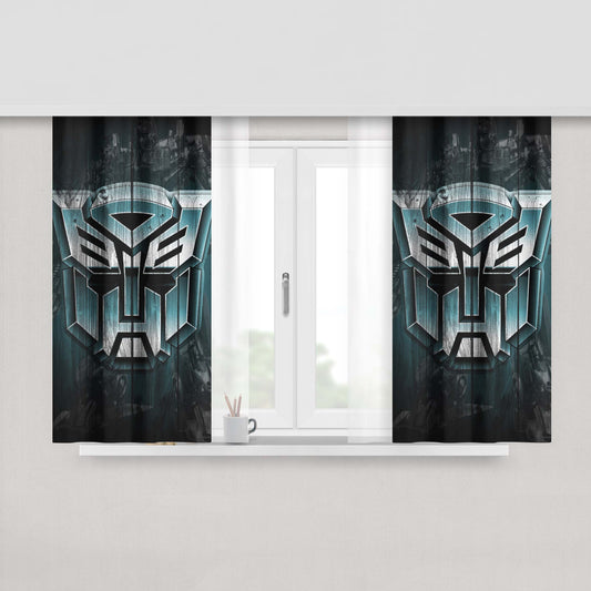 Autobot Transformer Logo Dark Wood Wallpaper Peach Skin Window Curtains
