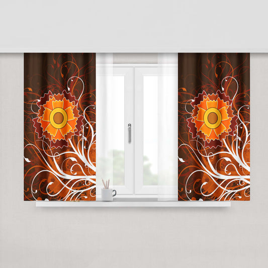 Autumn Flower Vector Peach Skin Window Curtains