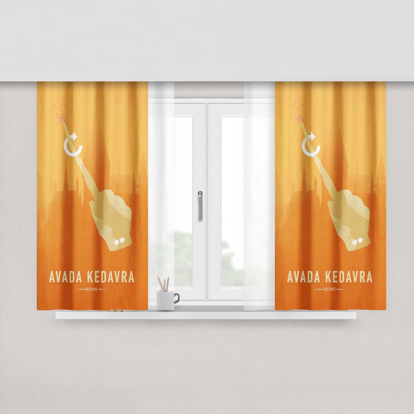 Avada Kedavra Peach Skin Window Curtains