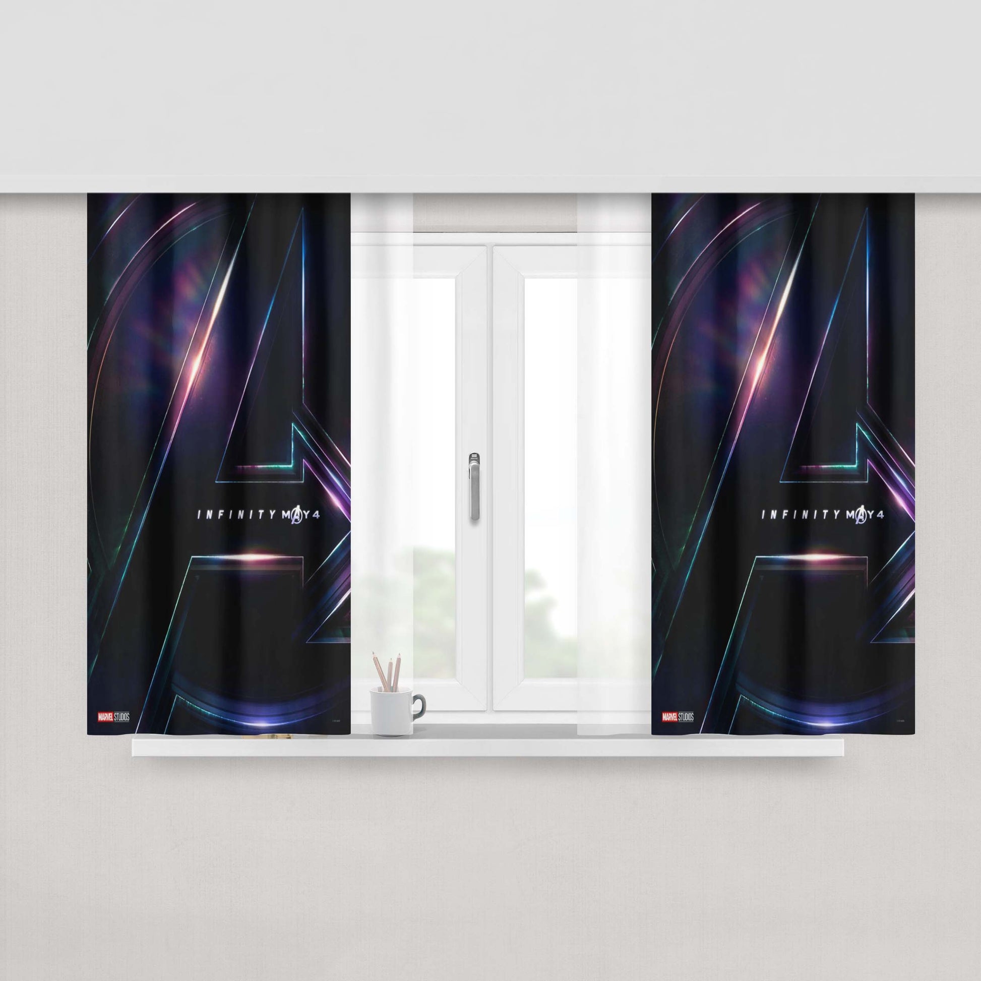 Avanger Invinity War Logo Peach Skin Window Curtains
