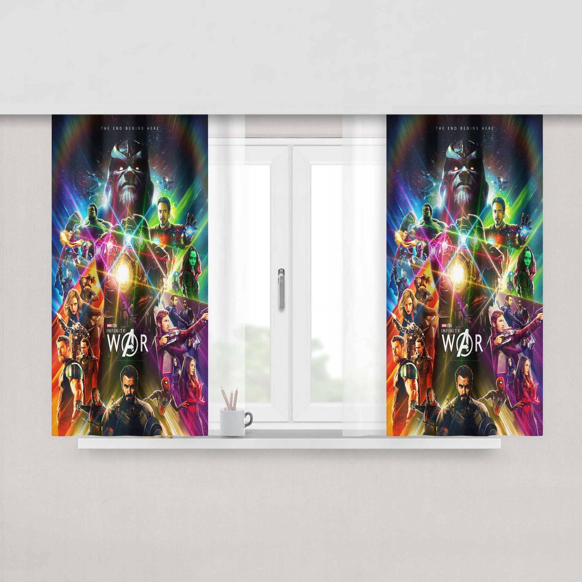 Avanger Invinity War Poster Peach Skin Window Curtains