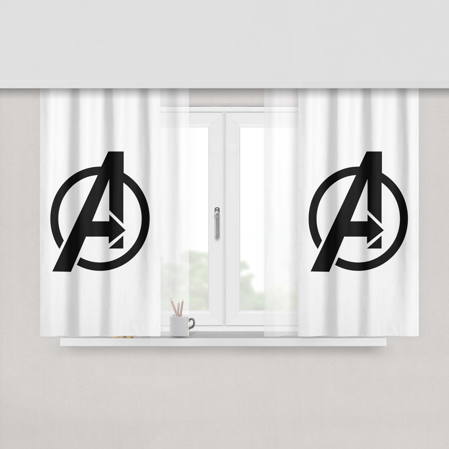 Avanger Logo White Peach Skin Window Curtains