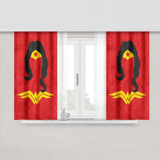 Avangers Red Star Uible Peach Skin Window Curtains