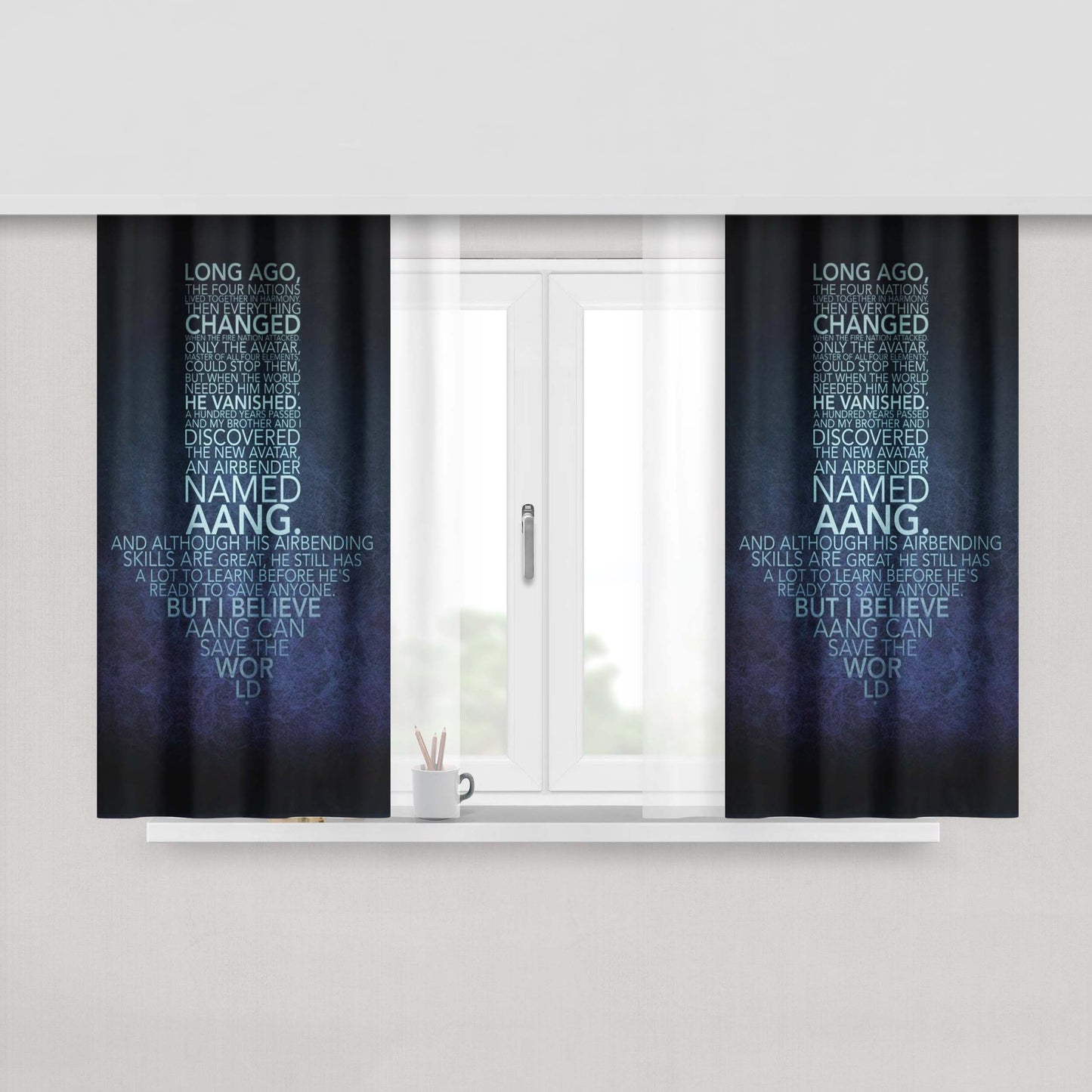 Avatar Aang Quotes Peach Skin Window Curtains
