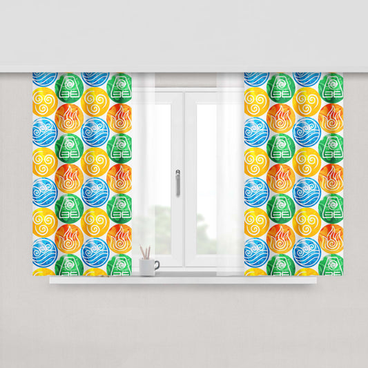Avatar The Last Airbender Four Element Symbols Peach Skin Window Curtains