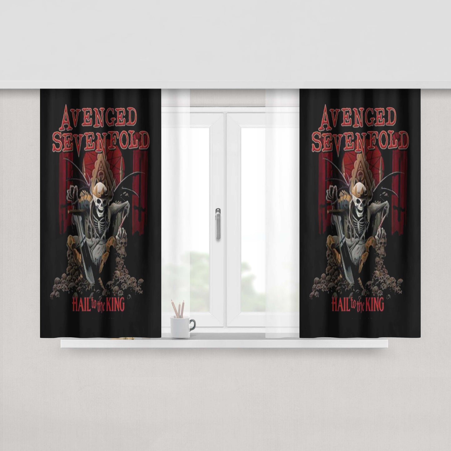 Avenged Sevenfold Hall To The King Peach Skin Window Curtains