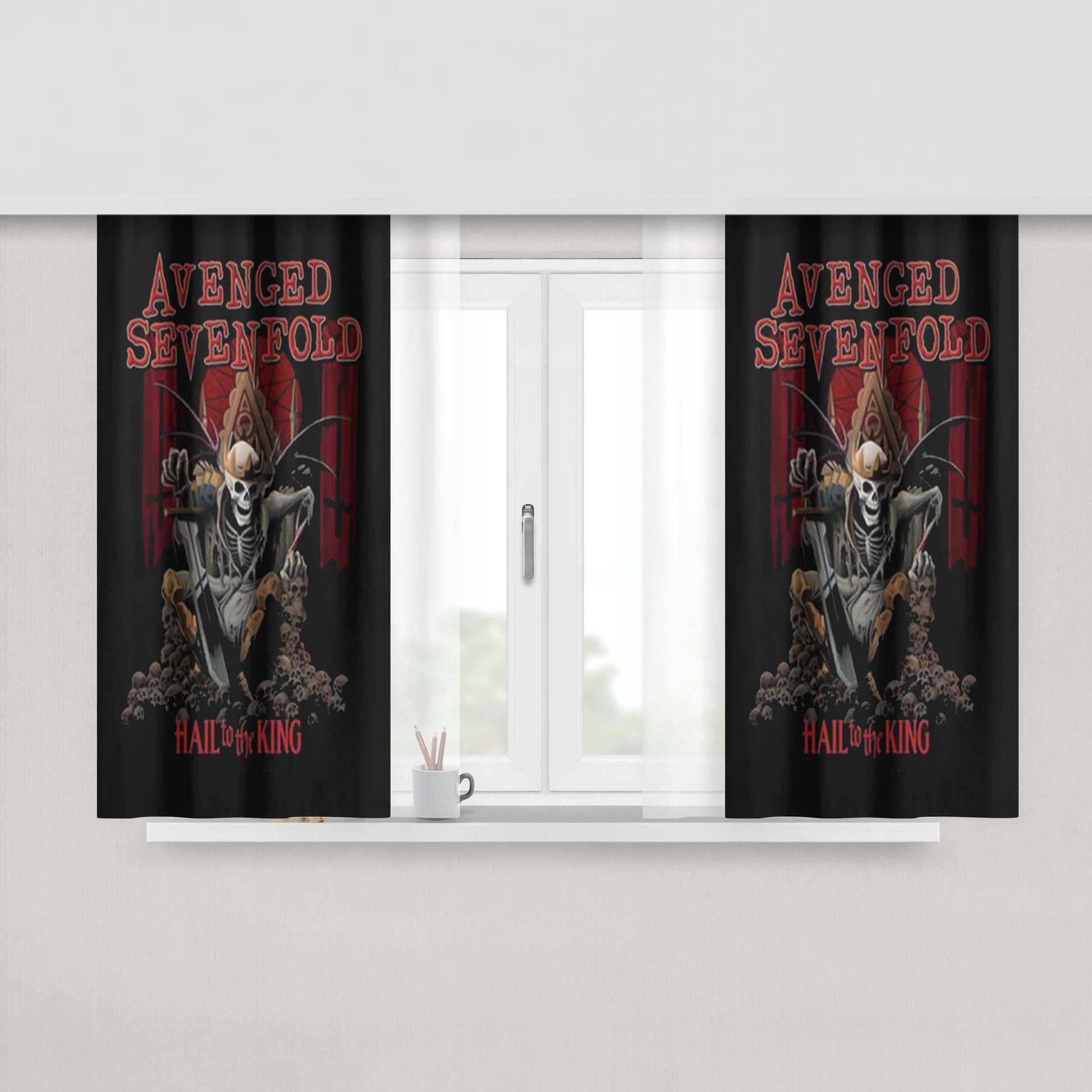 Avenged Sevenfold Hall To The King Peach Skin Window Curtains