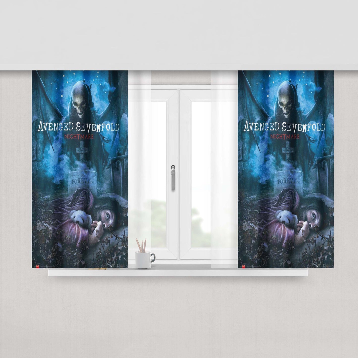 Avenged Sevenfold Nightmare Most Wanted Peach Skin Window Curtains