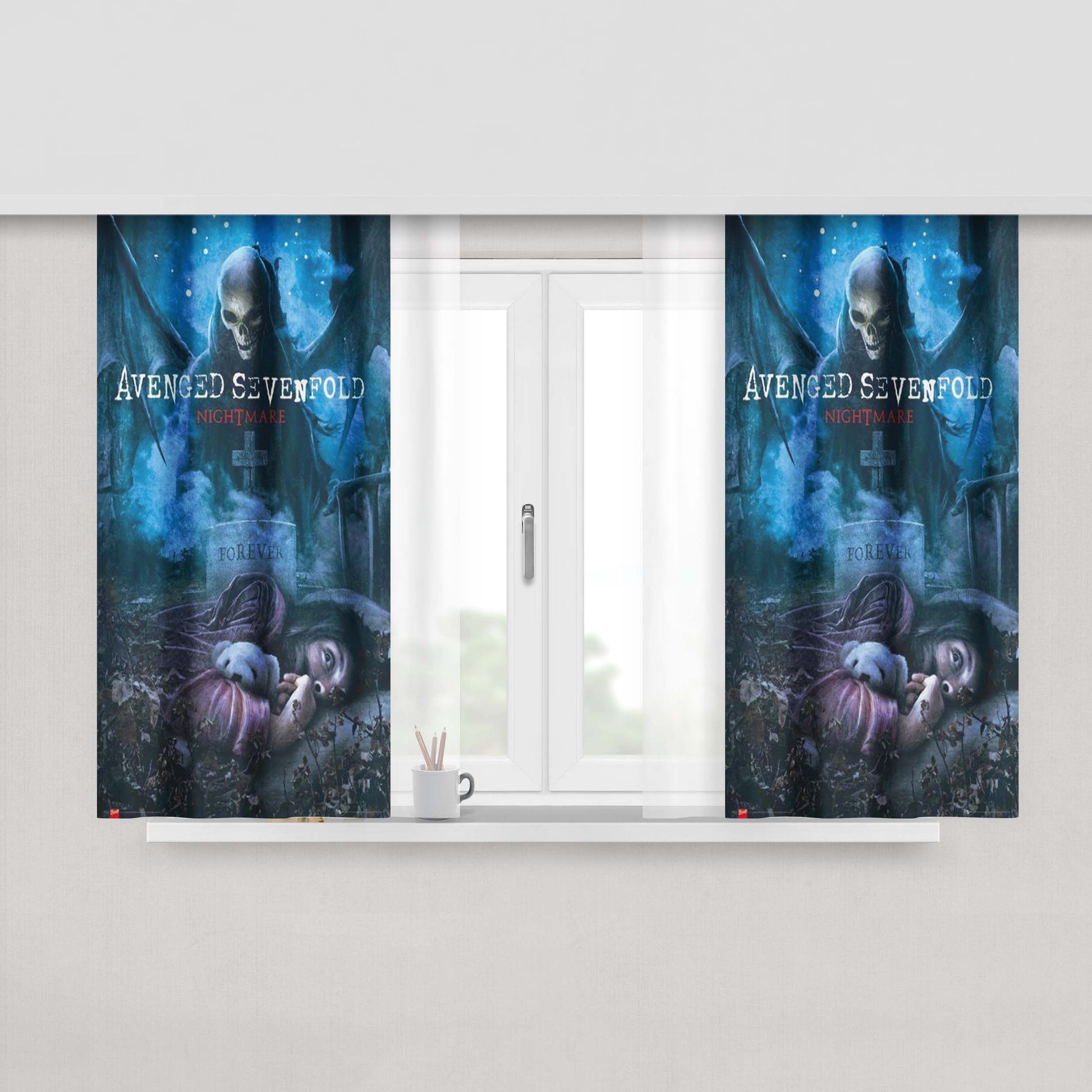 Avenged Sevenfold Nightmare Most Wanted Peach Skin Window Curtains