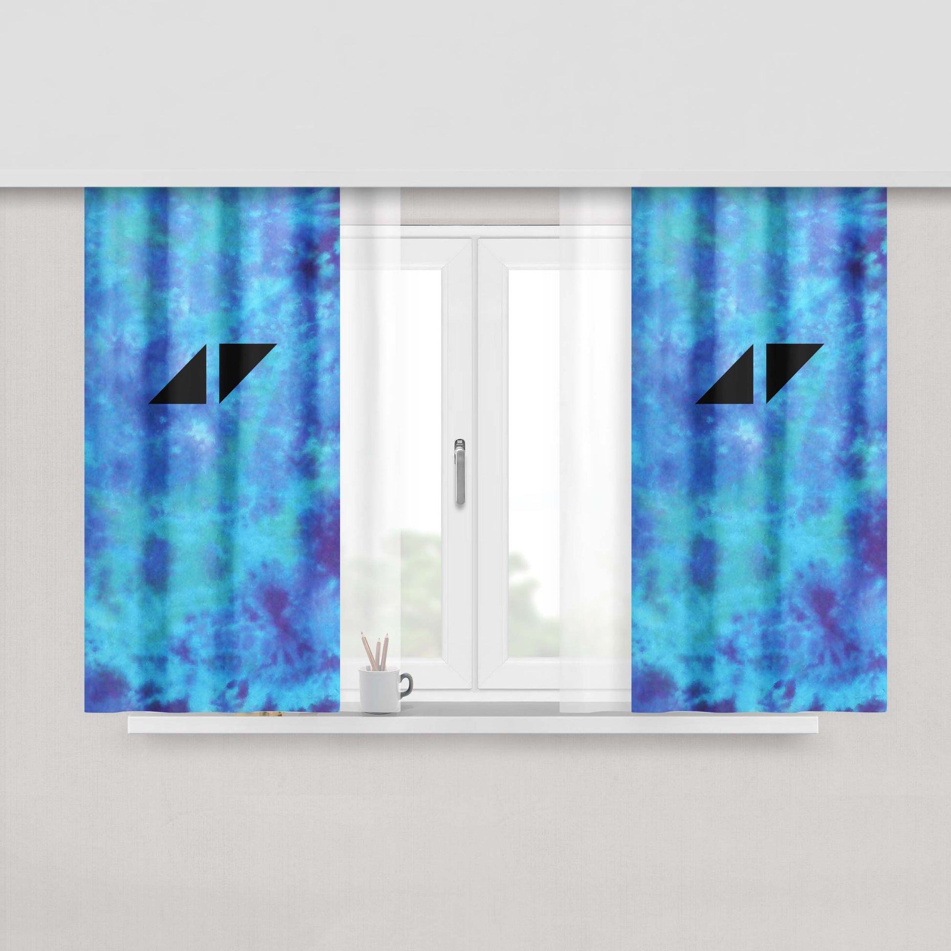 Avicii Blue Tie Dye Peach Skin Window Curtains