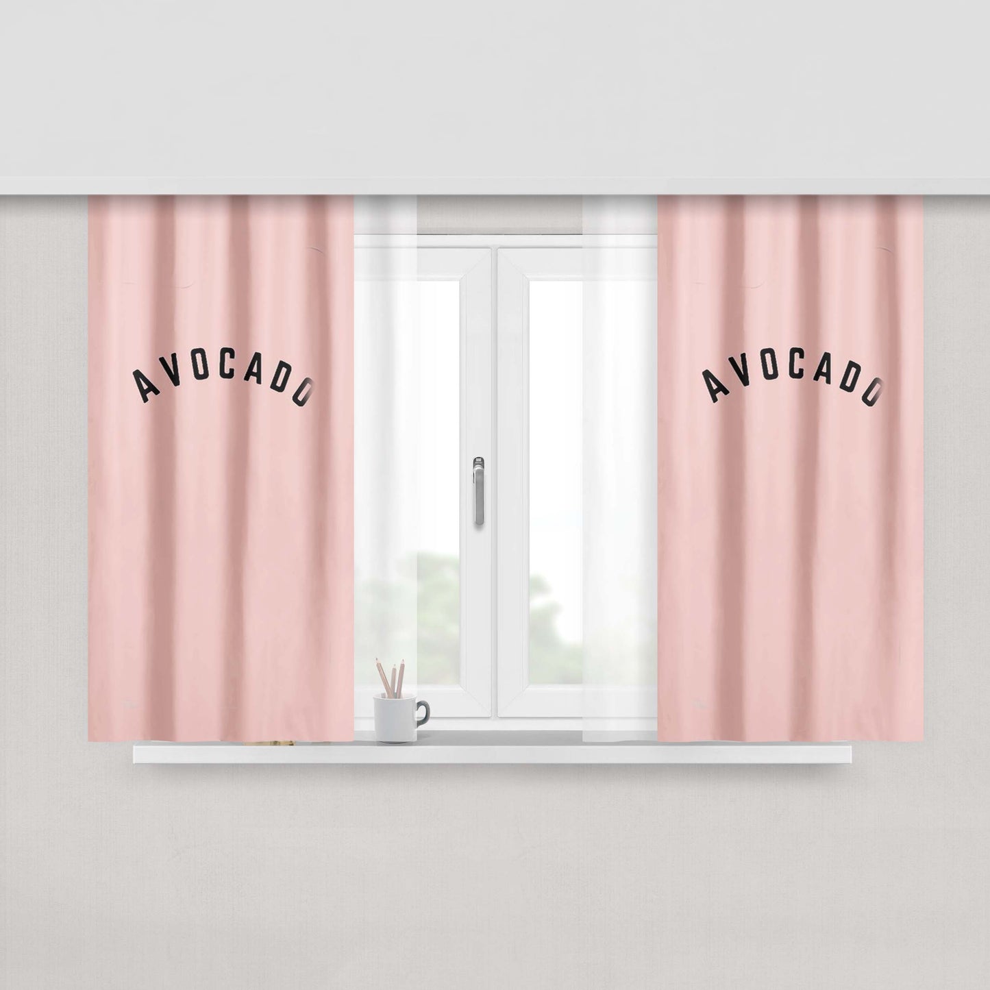 Avocado Slogan Peach Skin Window Curtains