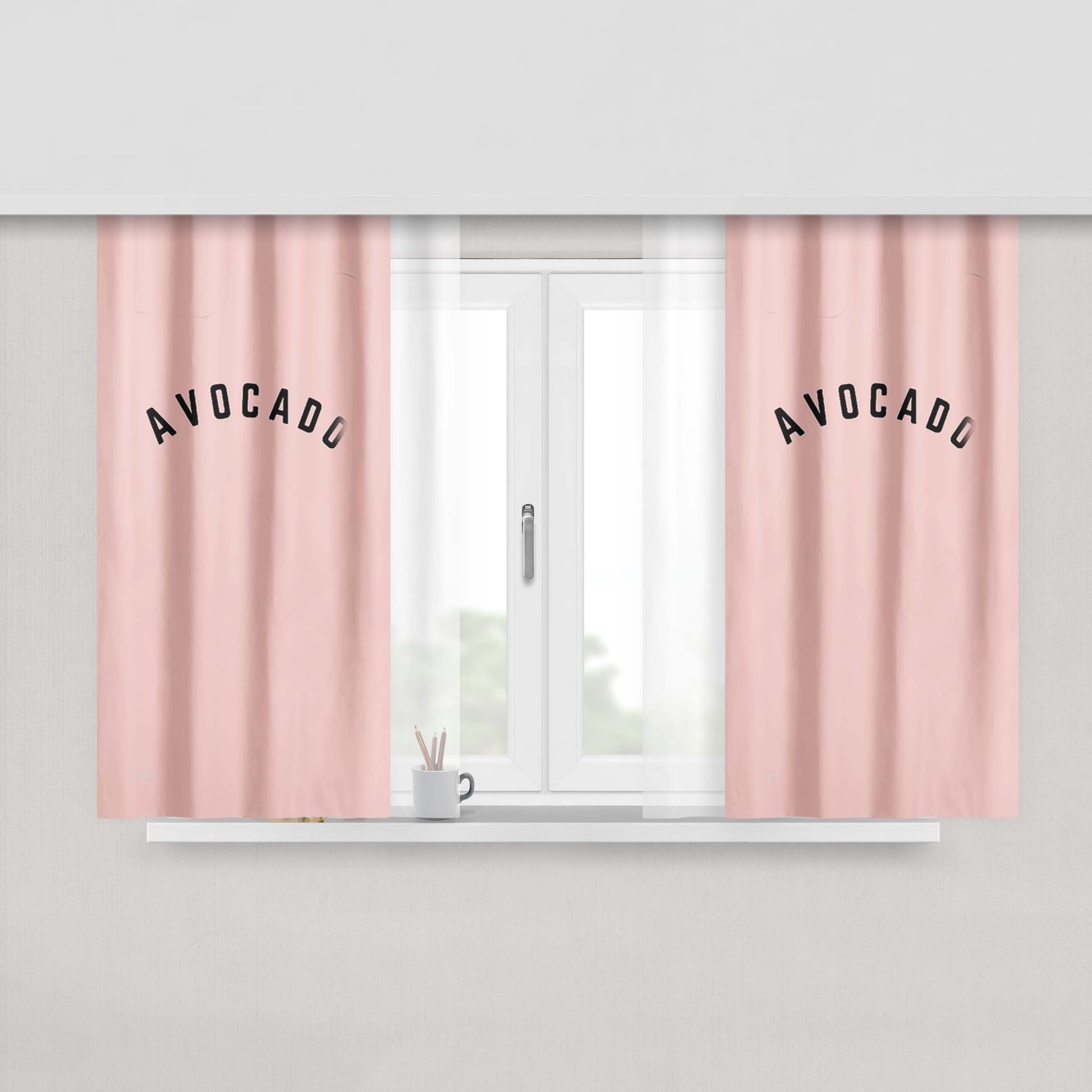 Avocado Slogan Peach Skin Window Curtains