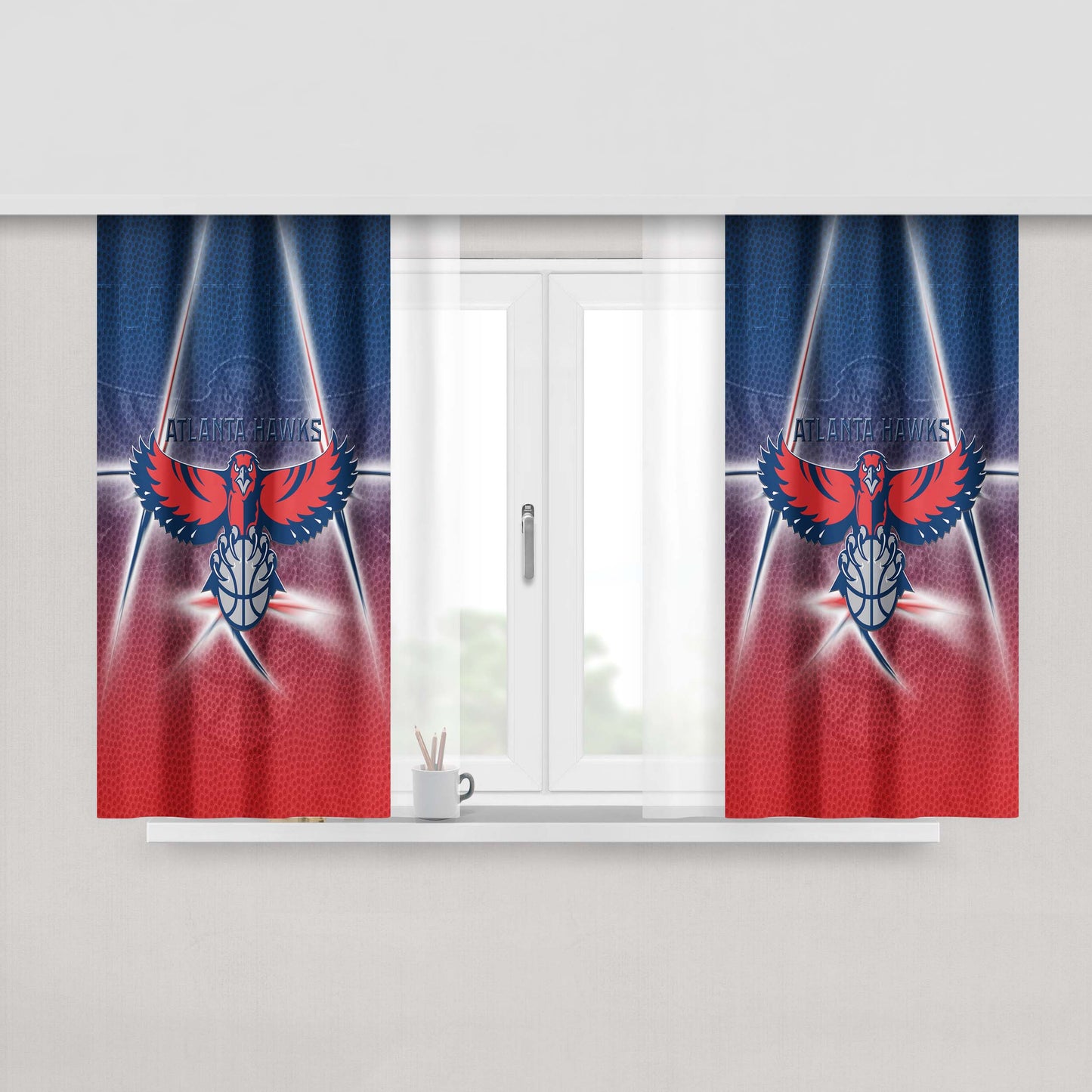Awesome Atlanta Hawks Nba Logo Peach Skin Window Curtains