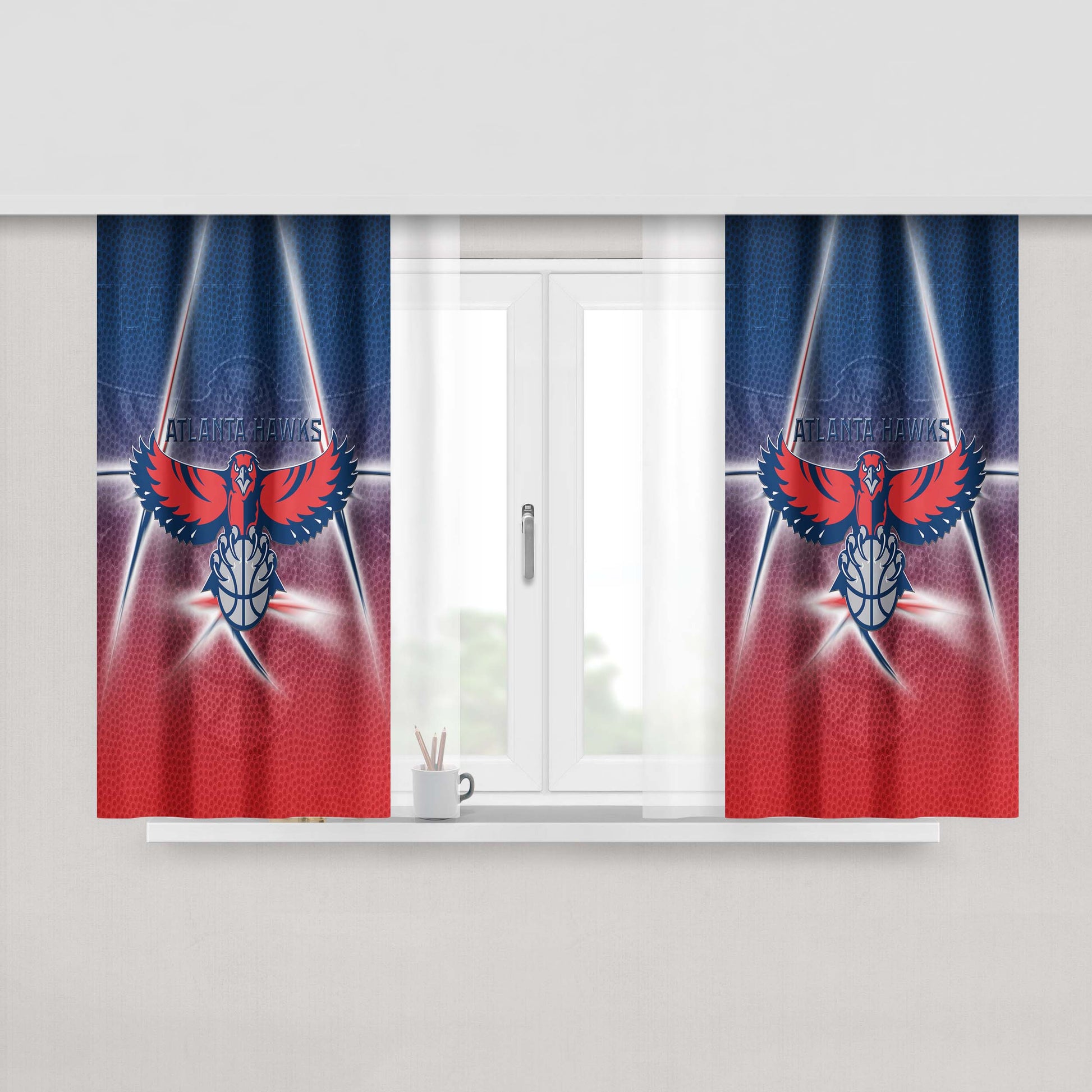 Awesome Atlanta Hawks Nba Logo Peach Skin Window Curtains