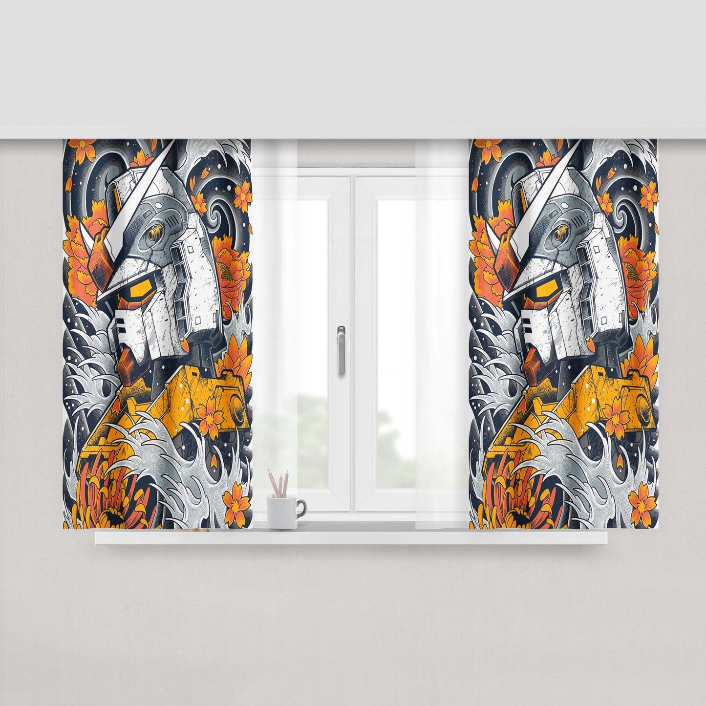Awesome Girl Cry Art Wallpa Peach Skin Window Curtains