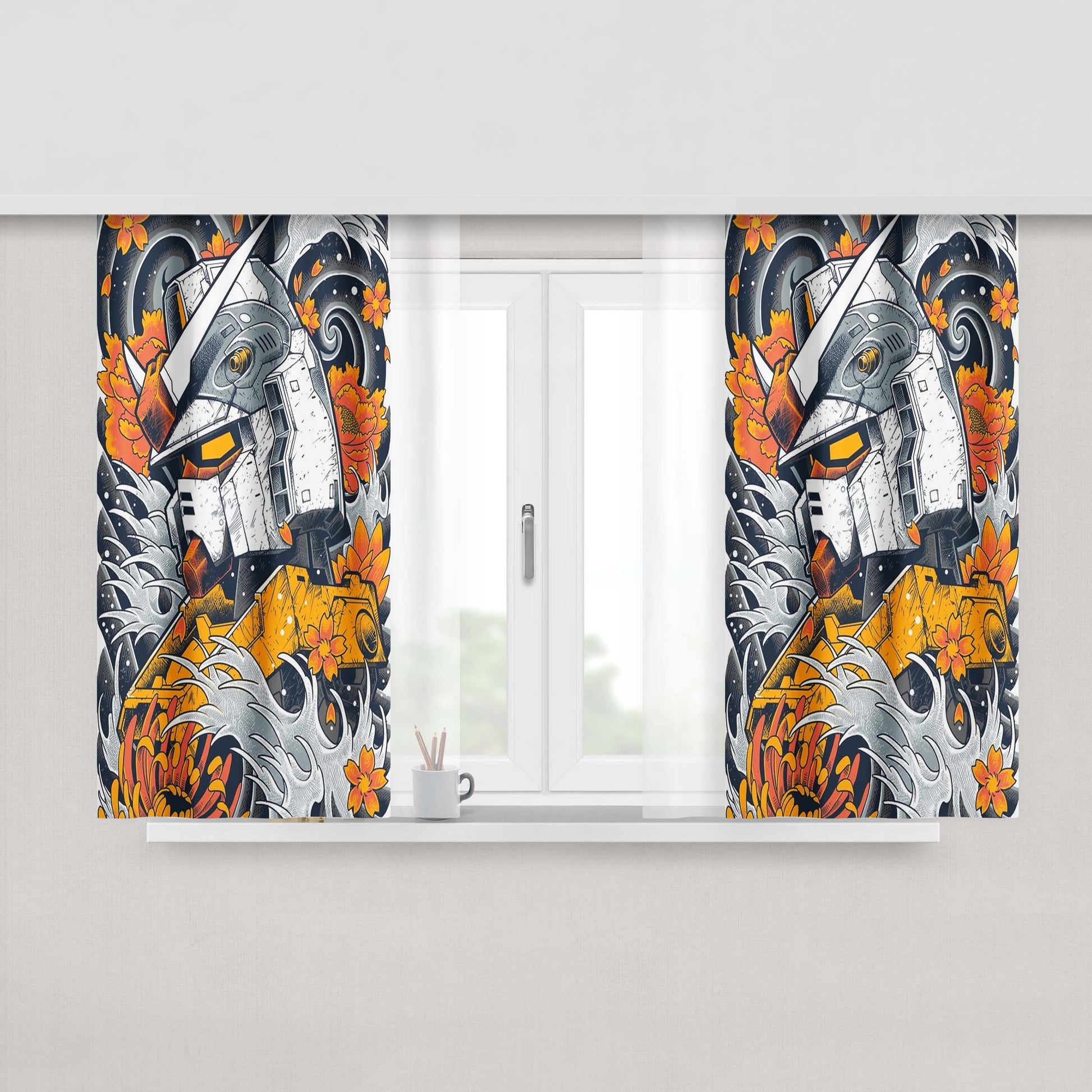 Awesome Girl Cry Art Wallpa Peach Skin Window Curtains