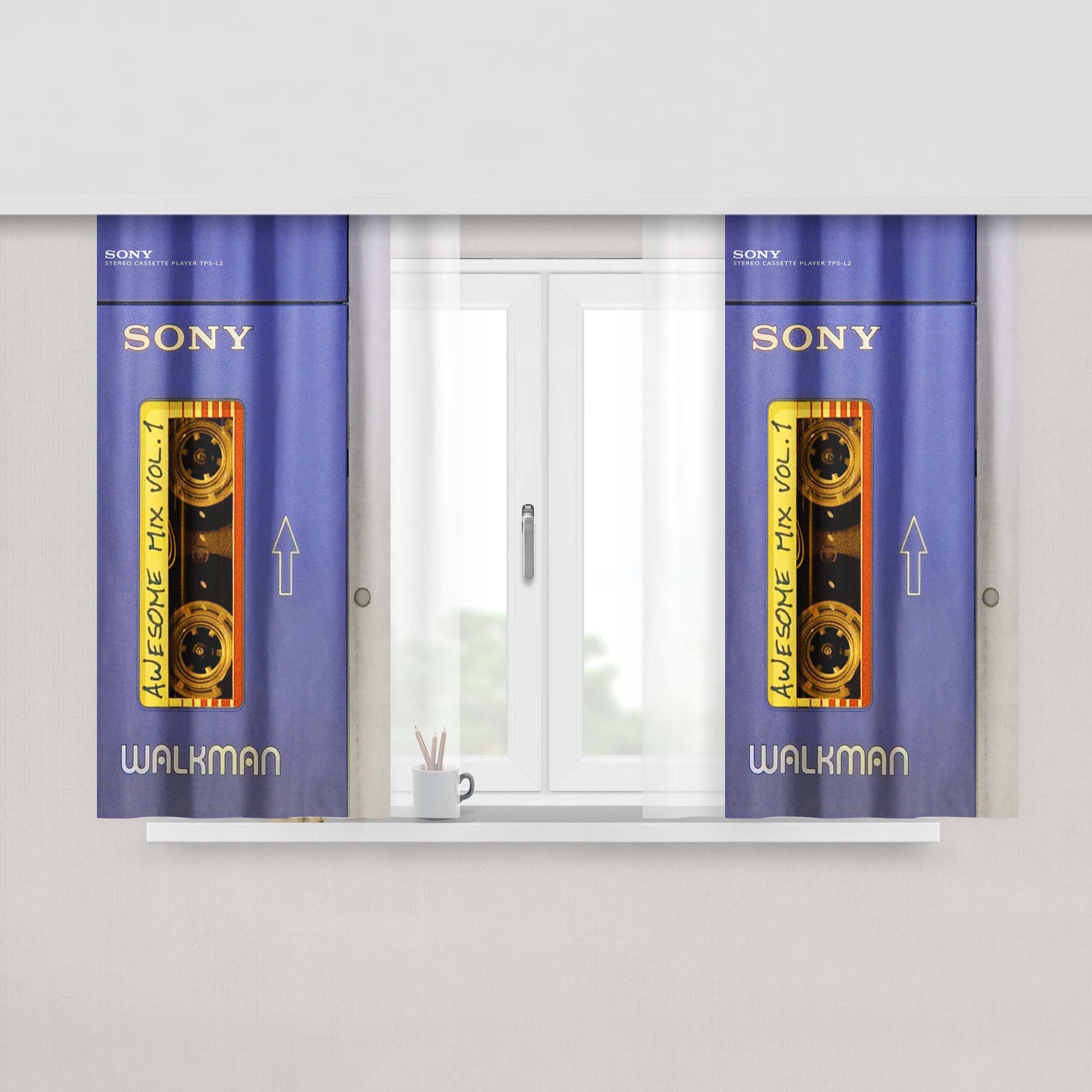 Awesome Mix Sony Walkman Vol 1 Peach Skin Window Curtains