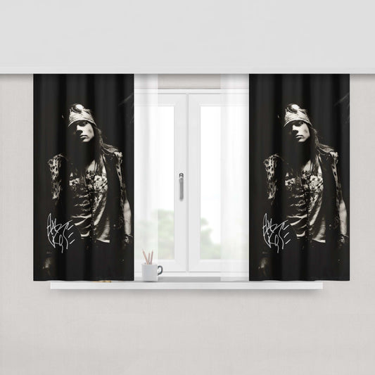Axl Rose Black White Signature Wallpaper Peach Skin Window Curtains