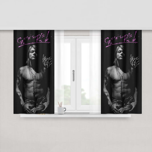 Axl Rose Black White Signature Peach Skin Window Curtains