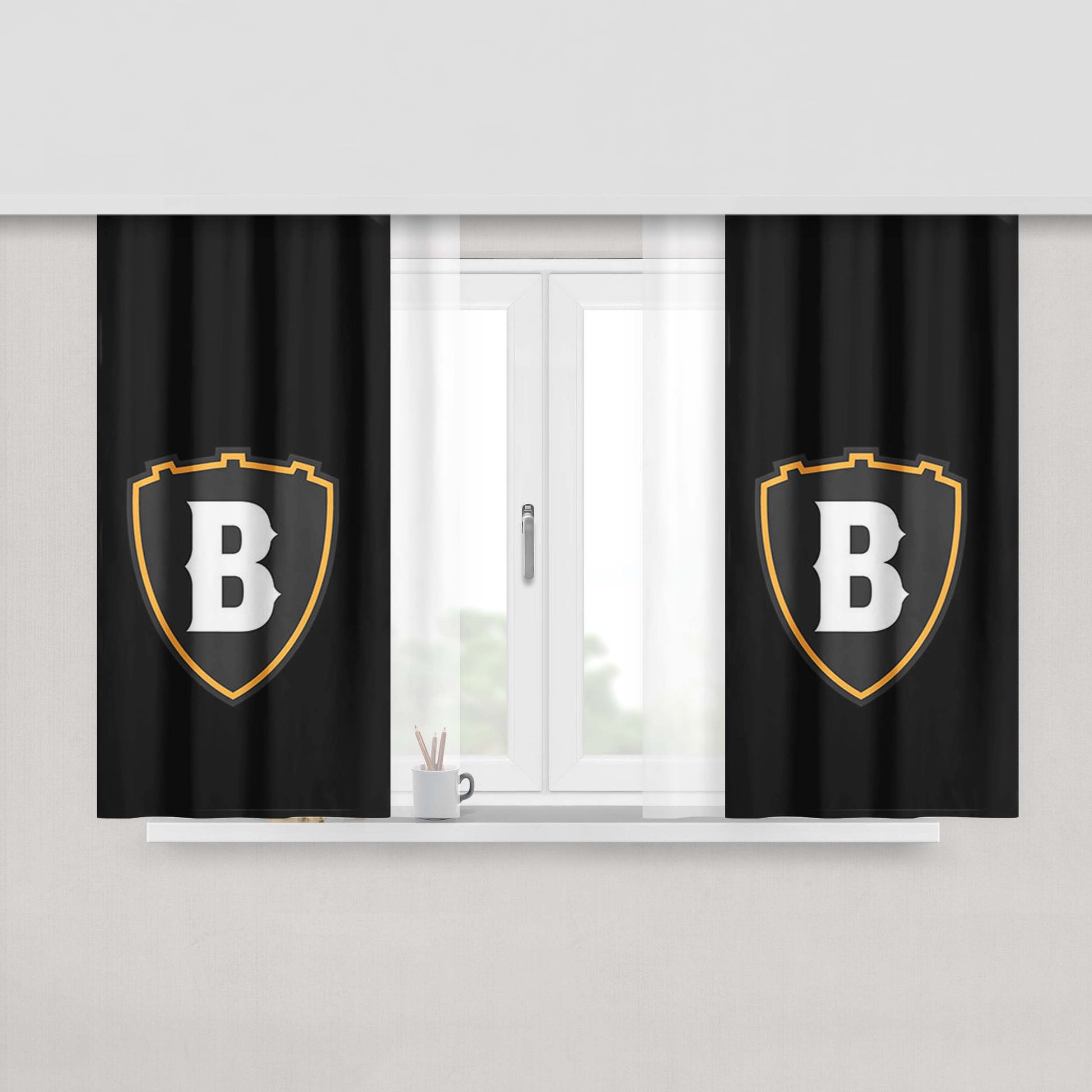 B Logos Peach Skin Window Curtains