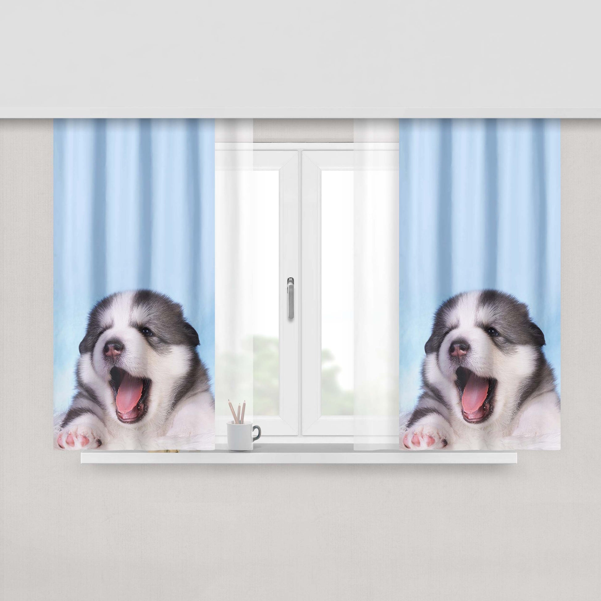 Baby Alaskan Malamute Peach Skin Window Curtains
